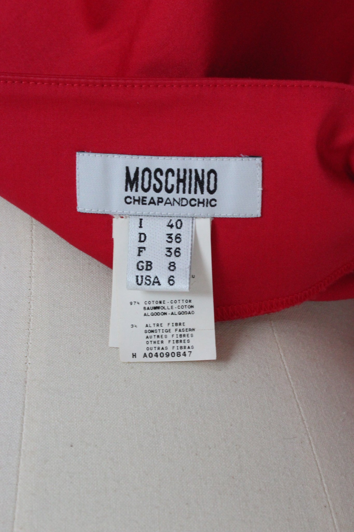 Moschino Vestito Rosso Tubino Cotone Anni 2000