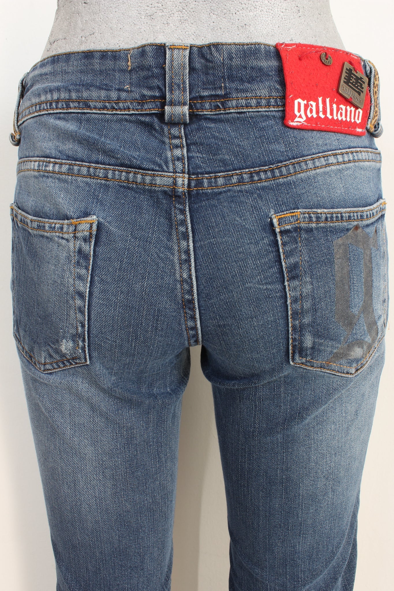 John Galliano Jeans Dritto Blu Vintage Anni 2000