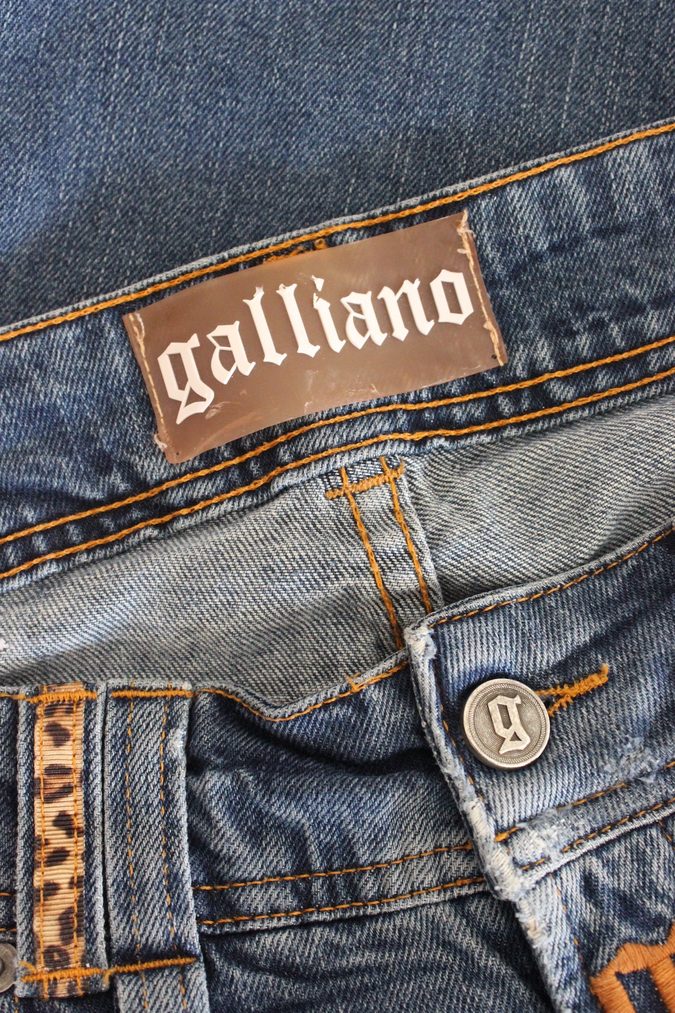 John Galliano Jeans Dritto Blu Vintage Anni 2000