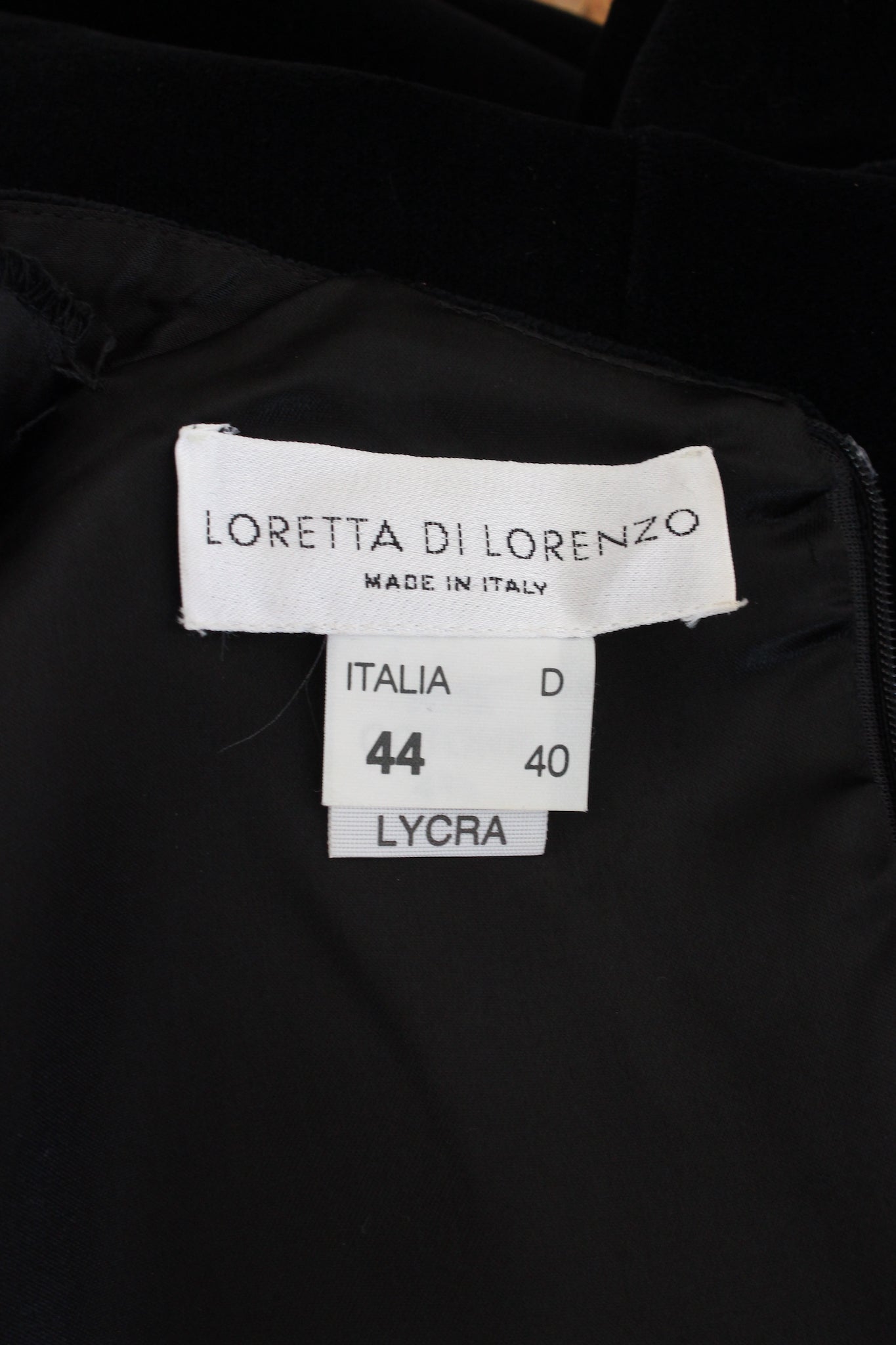 Loretta di Lorenzo Vestito da Sera Vintage Velluto Nero Anni '80