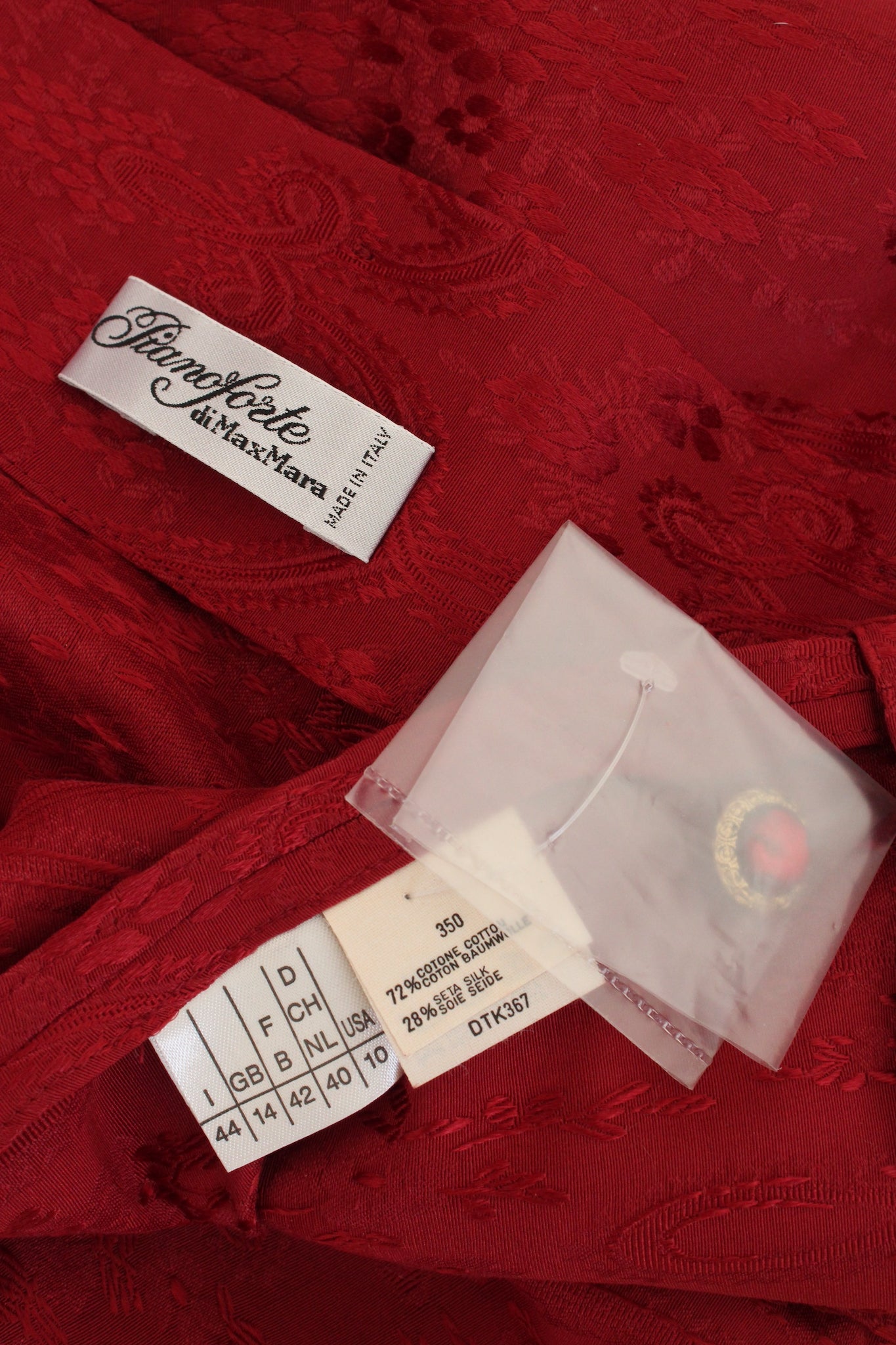 Max Mara Red Silk Damask Skirt Suit 2000s