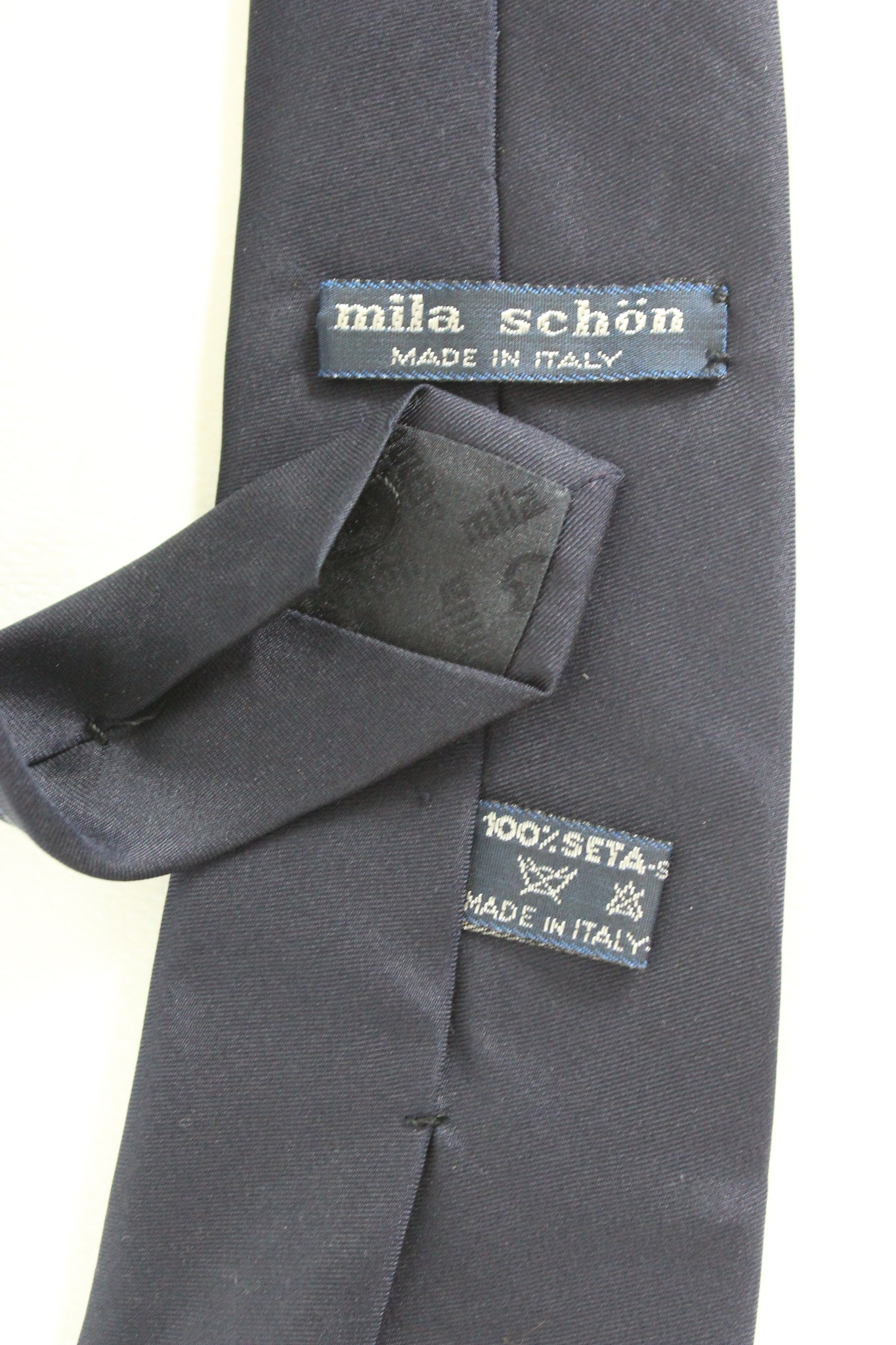 Mila Schon Cravatta Seta Blu Vintage Anni 90