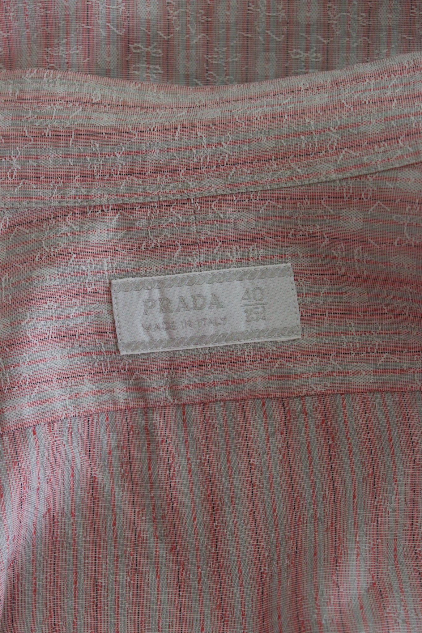 Prada Camicia a Righe Rosa Grigia Vintage Anni 2000