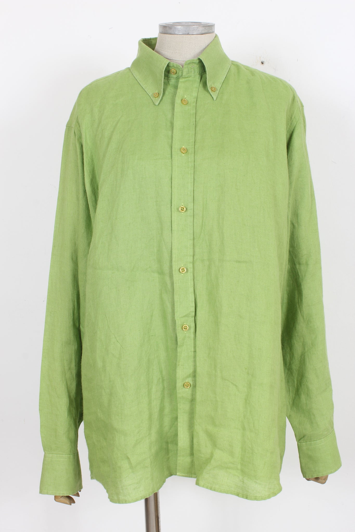 Regina Schrecker Camicia Vintage Ramiè Verde Anni '90