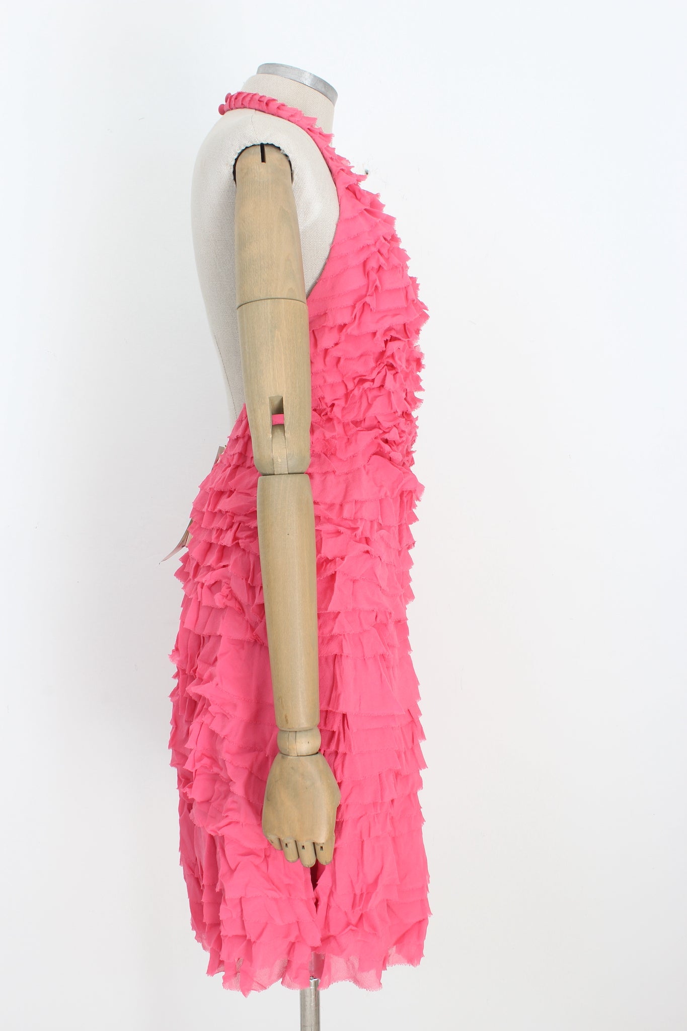 Temperley London Pink Silk Rouffles Dress 2000s