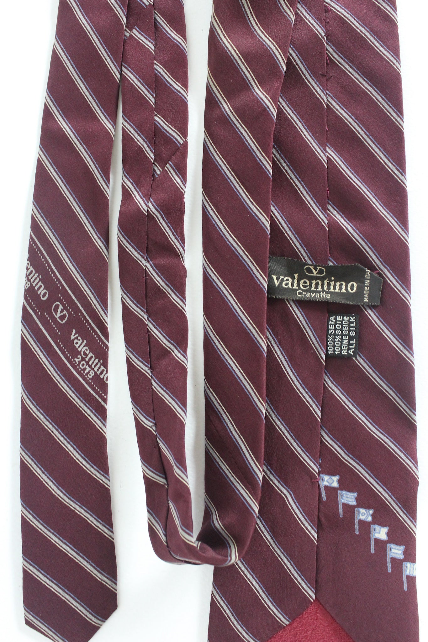 Valentino Cravatta Rossa Seta Vintage Anni 90