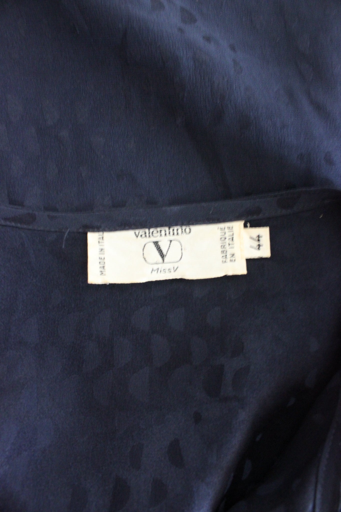 Valentino Camicia a Pois Vintage Anni 90 Seta Blu