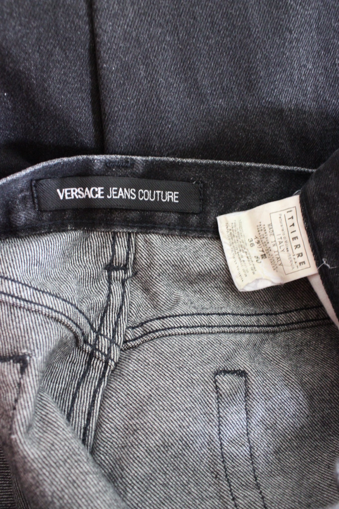 Versace Black Cotton Straight Jeans 1990s