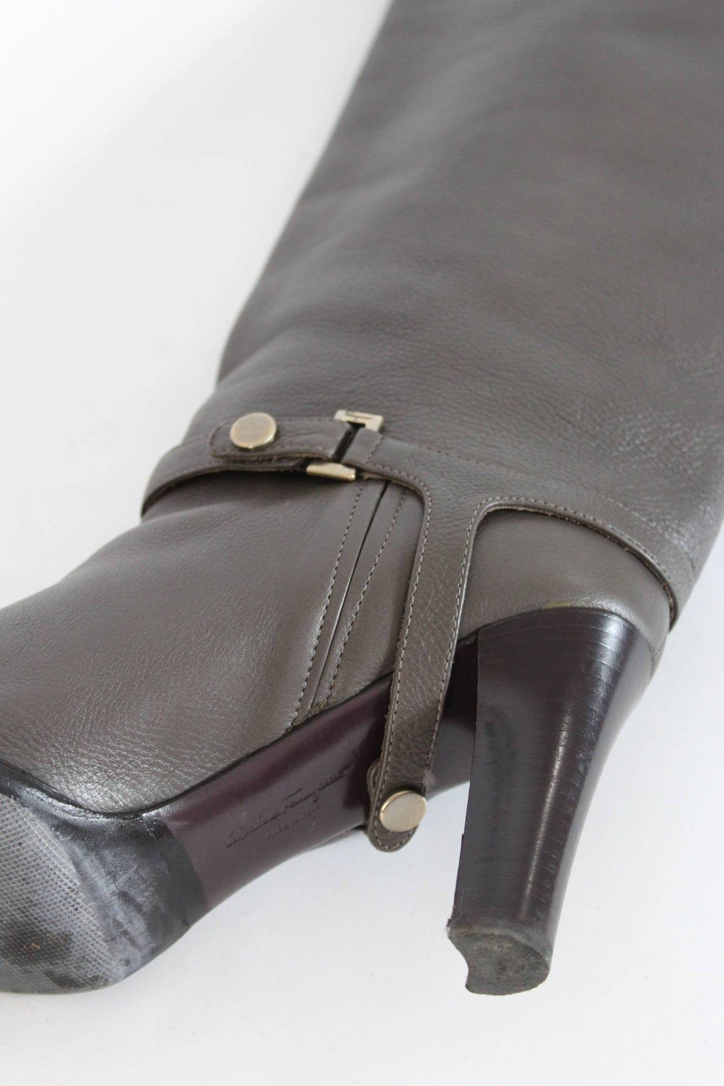Salvatore Ferragamo Leonore Leather Gray High Boots