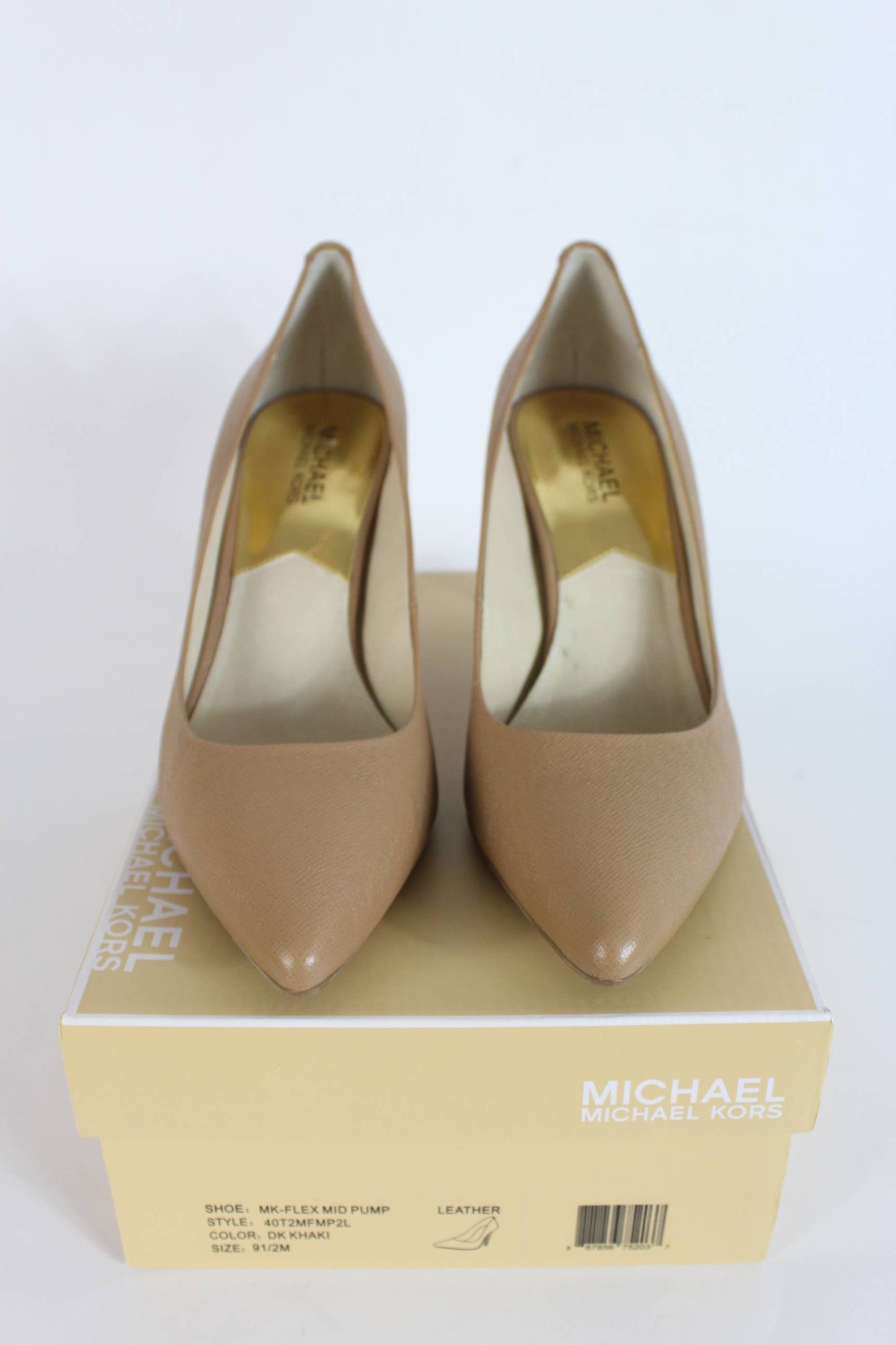 Michael Kors Leather Beige Flex Mid Pump Heel Shoes