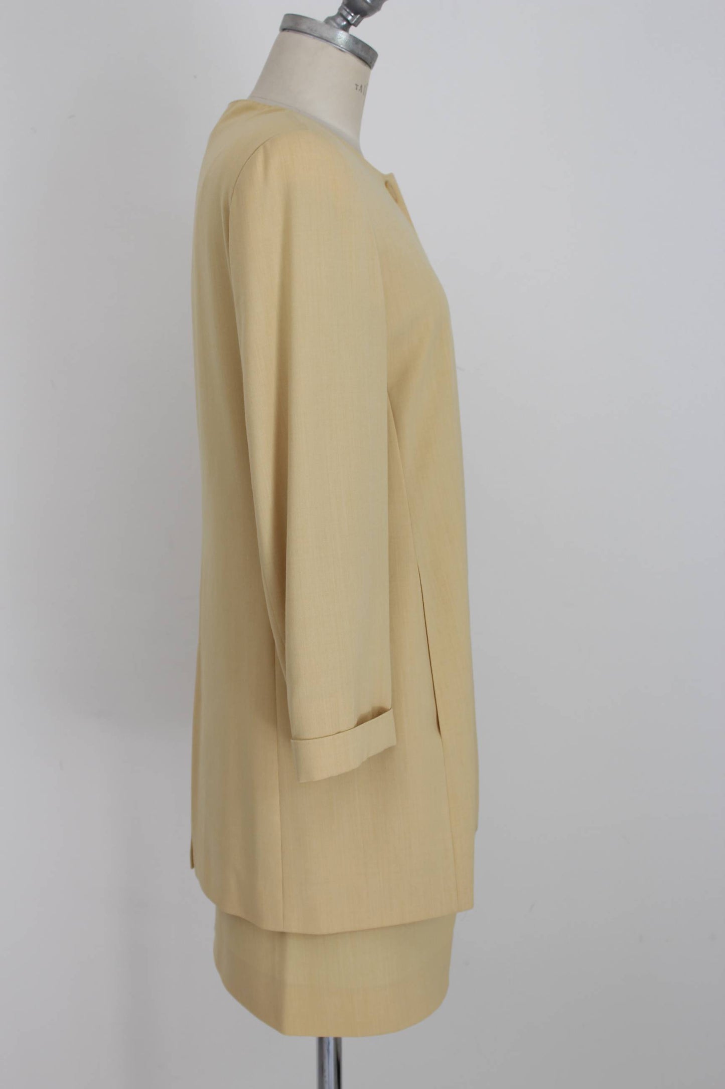 Max Mara Vintage Classic Suit Skirt and Jacket Wool Yellow
