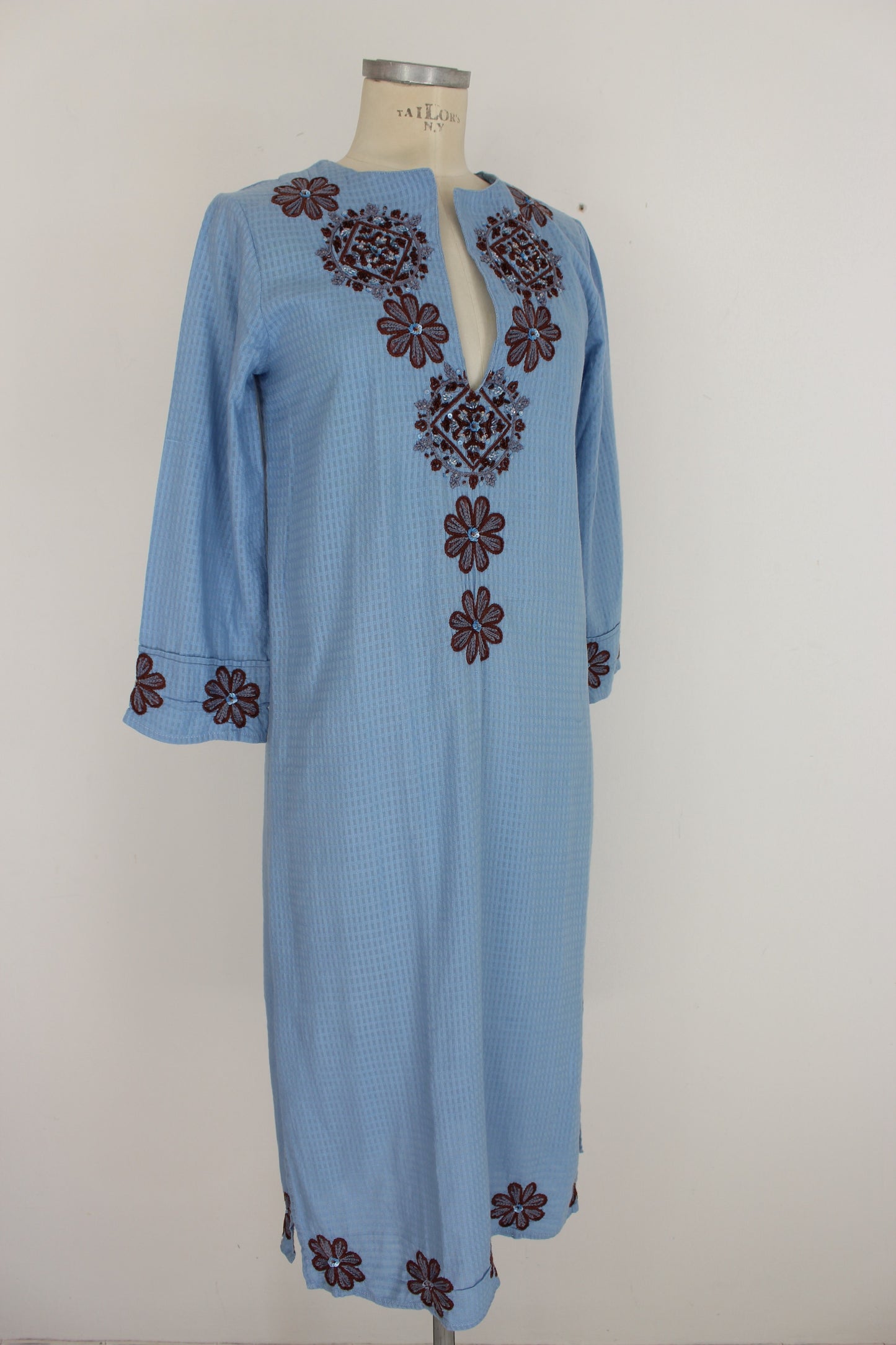 Antik Batik Blue Sequins Boho Chic Dress