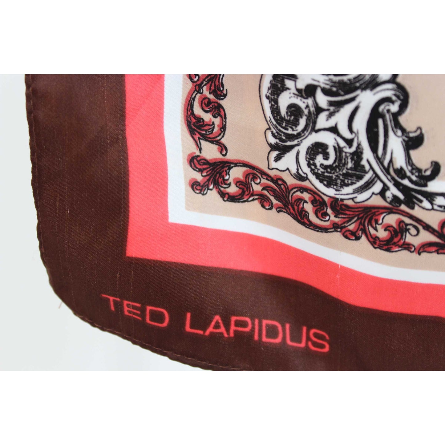 Ted Lapidus Scarf Floral Vintage Brown Red
