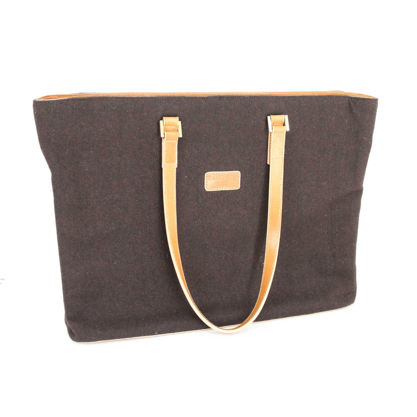 Pancaldi Vintage Leather Felt Brown Shoulder Tote Bag