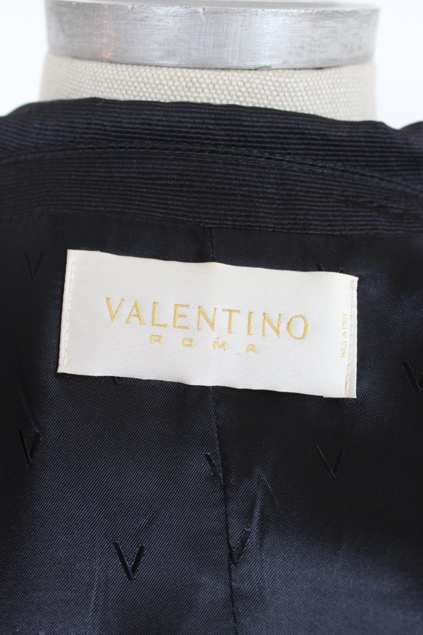 Valentino Giacca Vintage Slim Fit Nera Lucida Anni '90