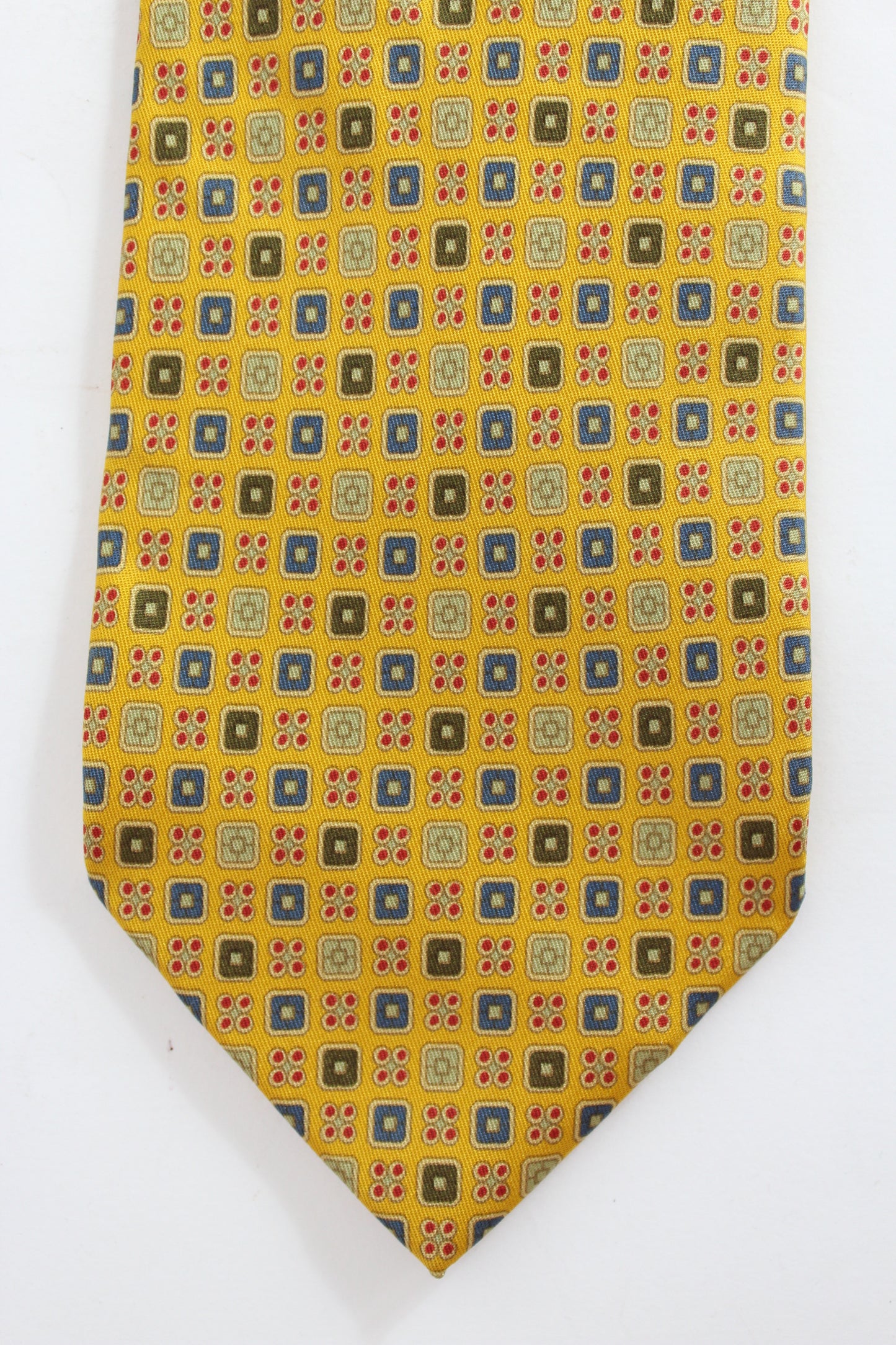 Etro Yellow Red Silk Vintage Check Tie