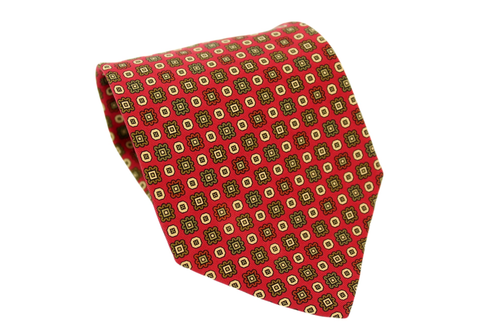 Etro Red Beige Silk Classic Tie