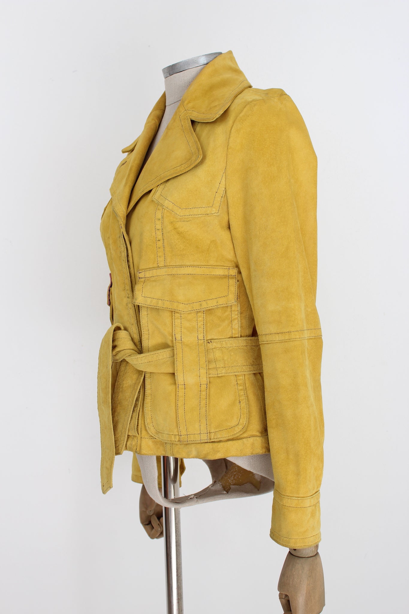 Max Mara Yellow Leather Fitted Jacket