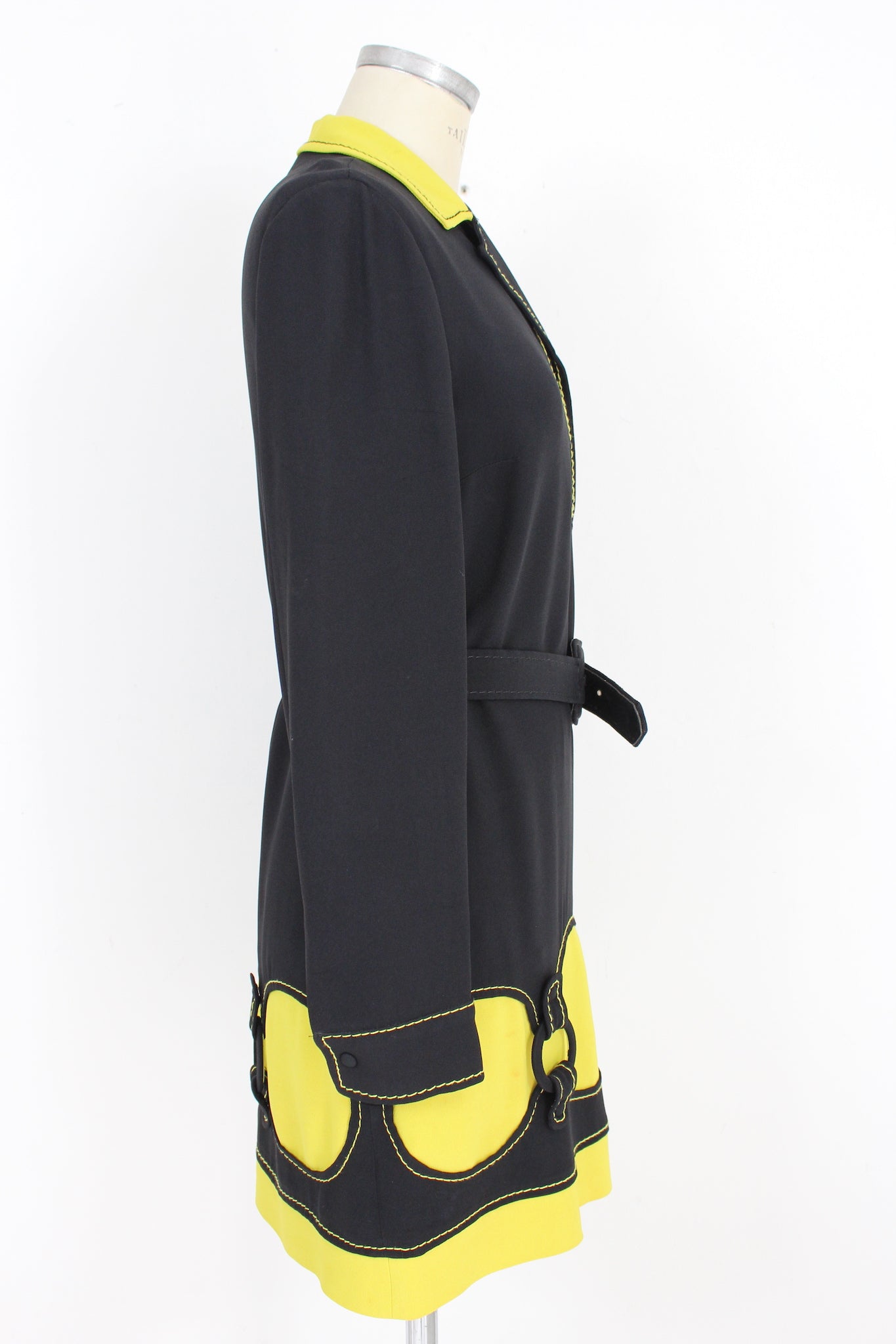 Moschino Yellow Black Vintage Sheath Dress 90s