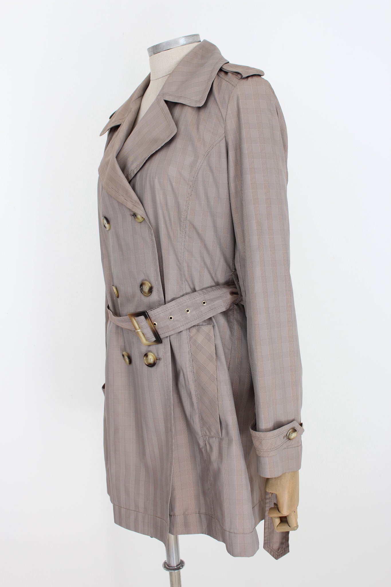 Trussardi Brown Beige Double Breasted Trench Coat