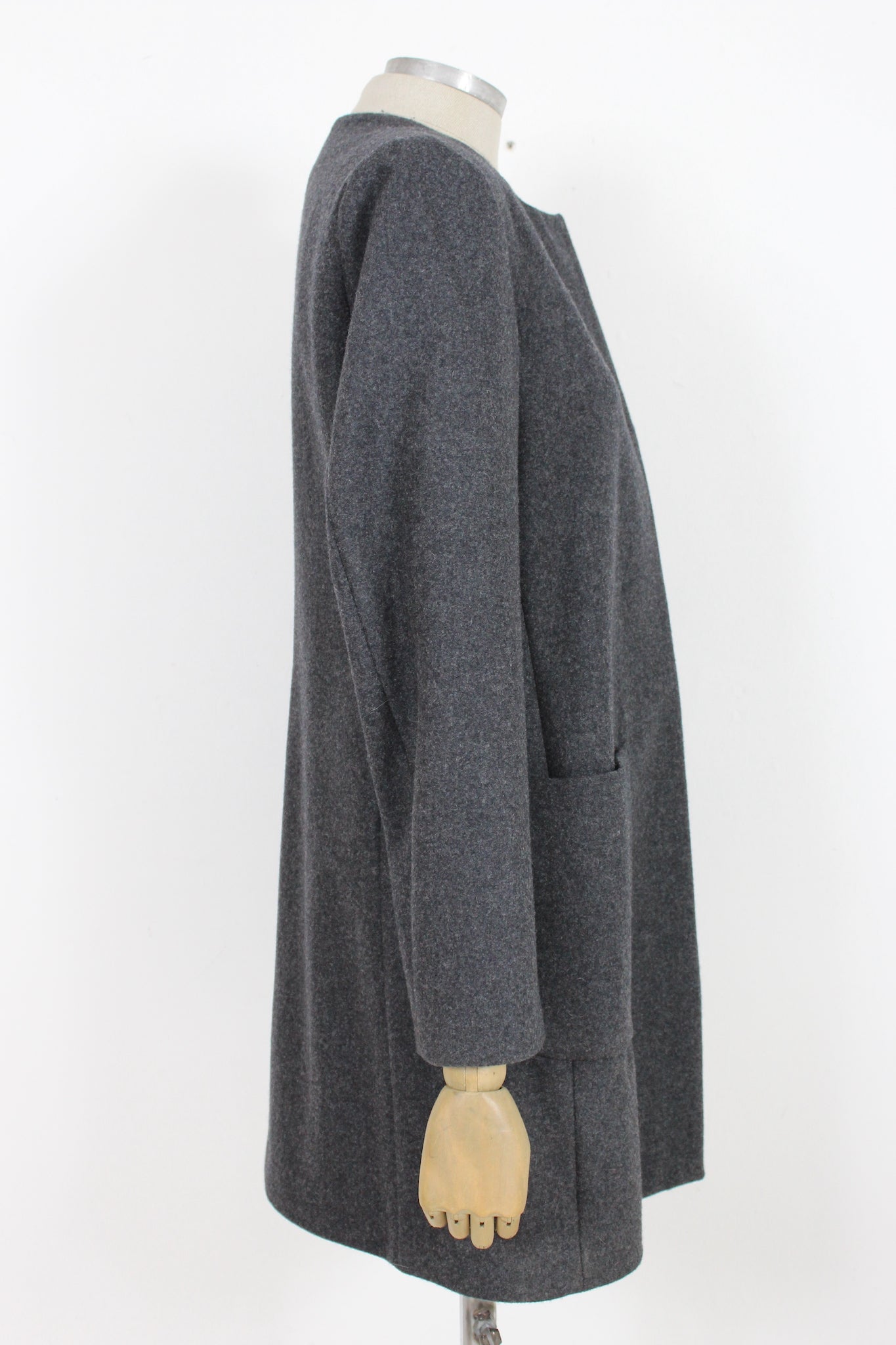 Laura Urbinati Gray Wool Classic Coat