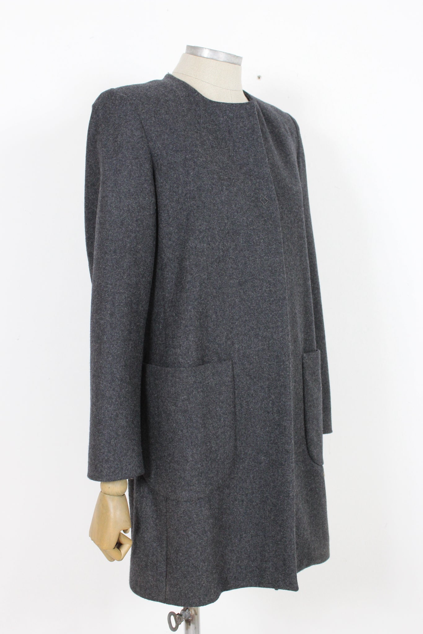 Laura Urbinati Gray Wool Classic Coat