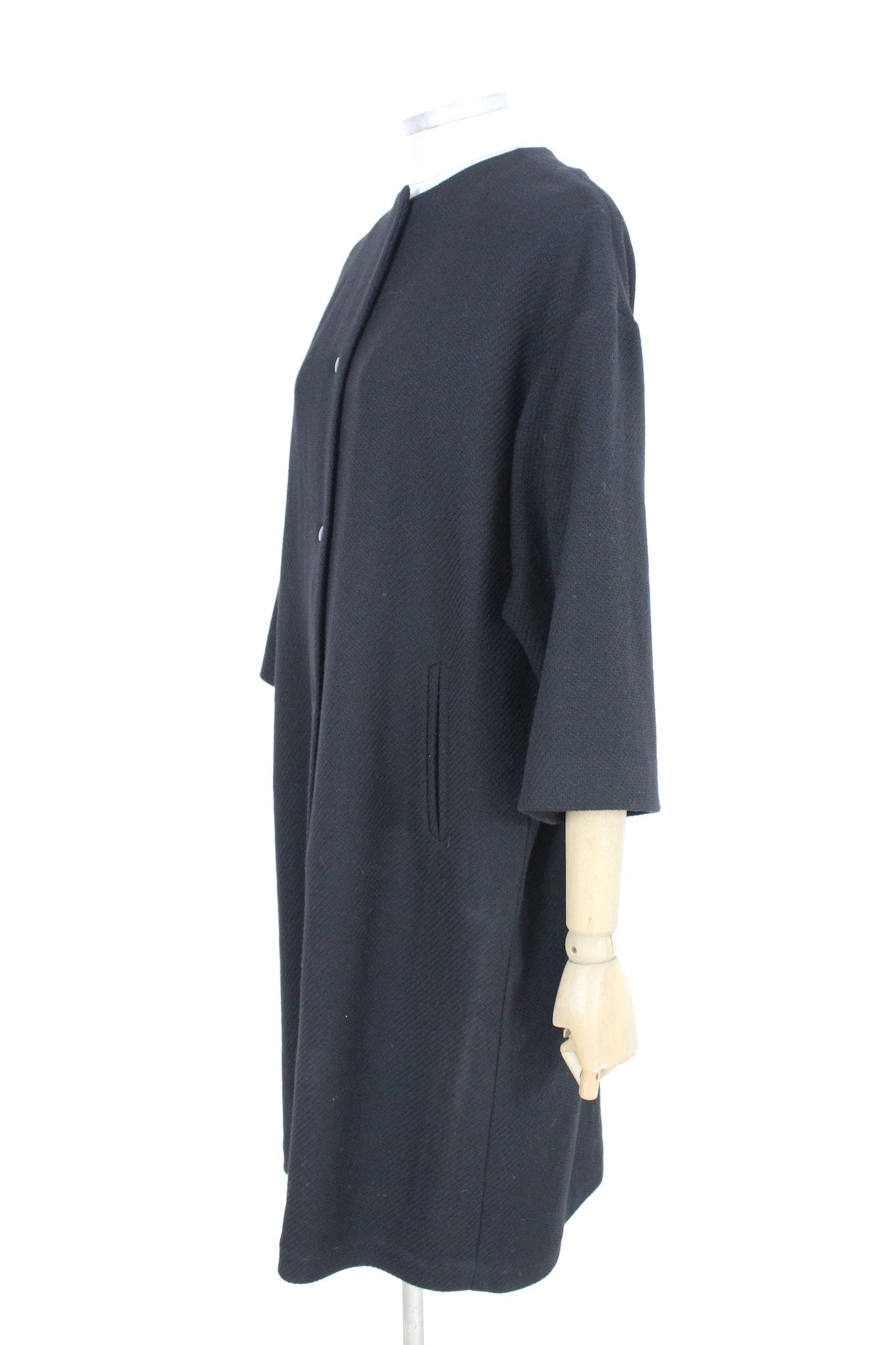 Laura Urbinati Black Wool Classic Coat