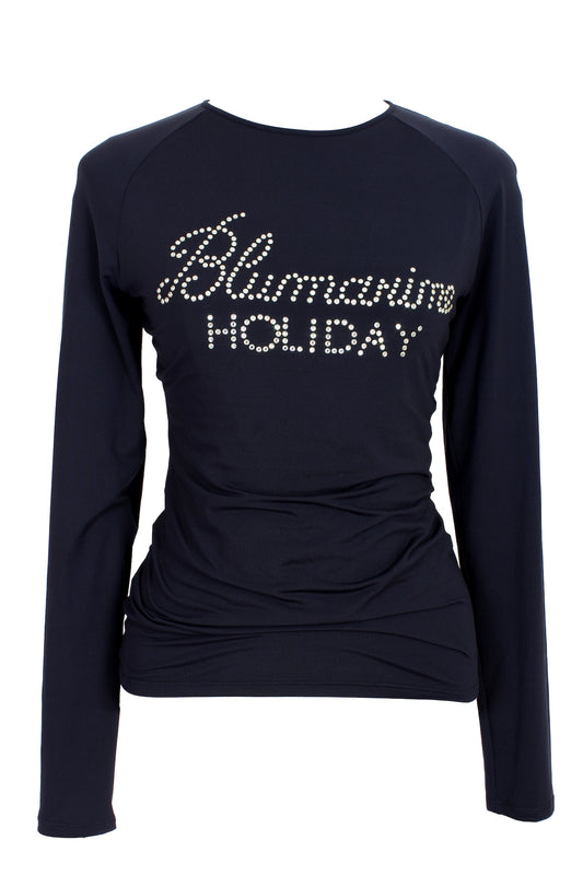 Blumarine Black Swarosky Shirt 2000s