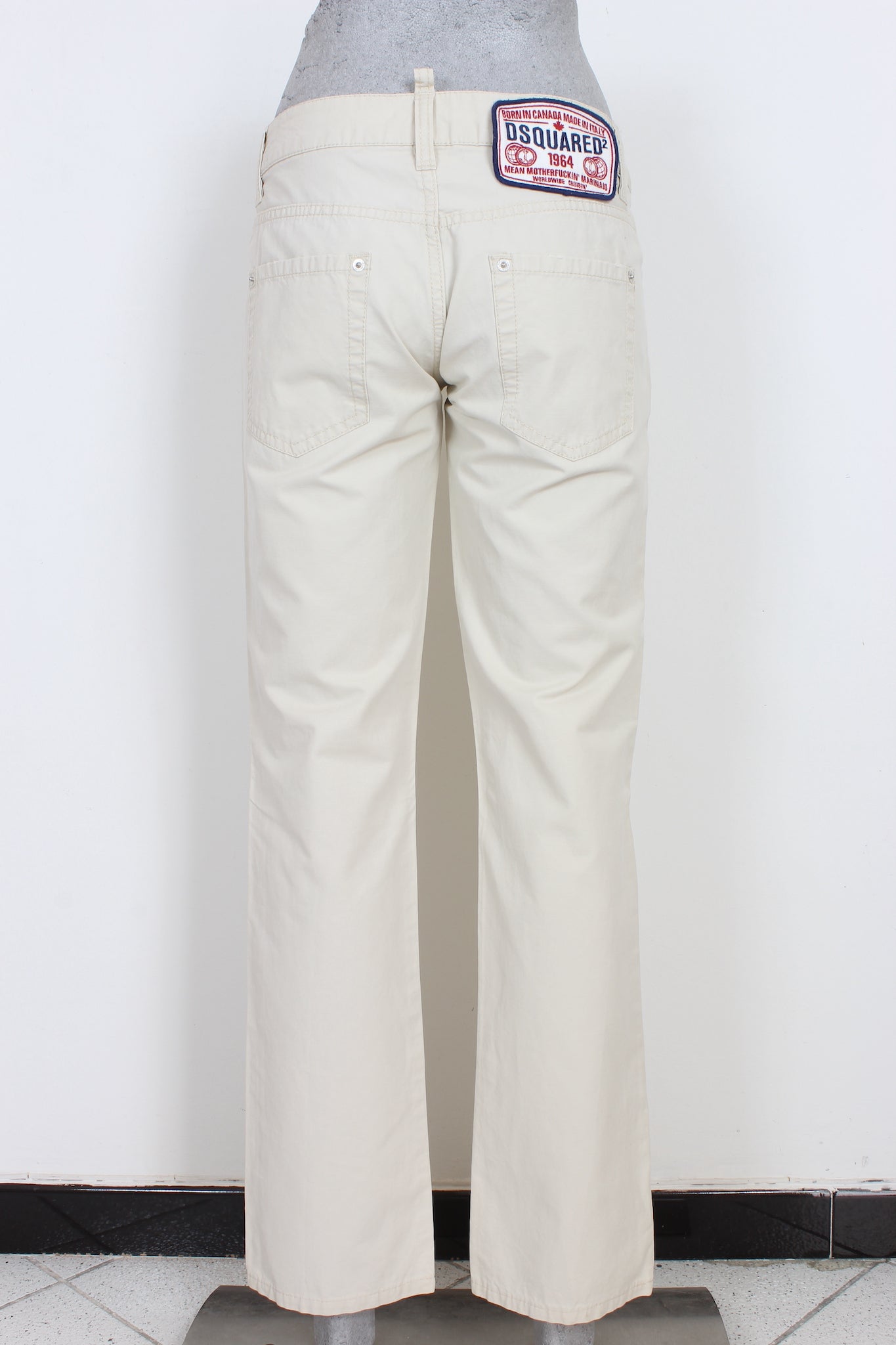 Dsquared Beige Cotton Straight Trousers 2000s