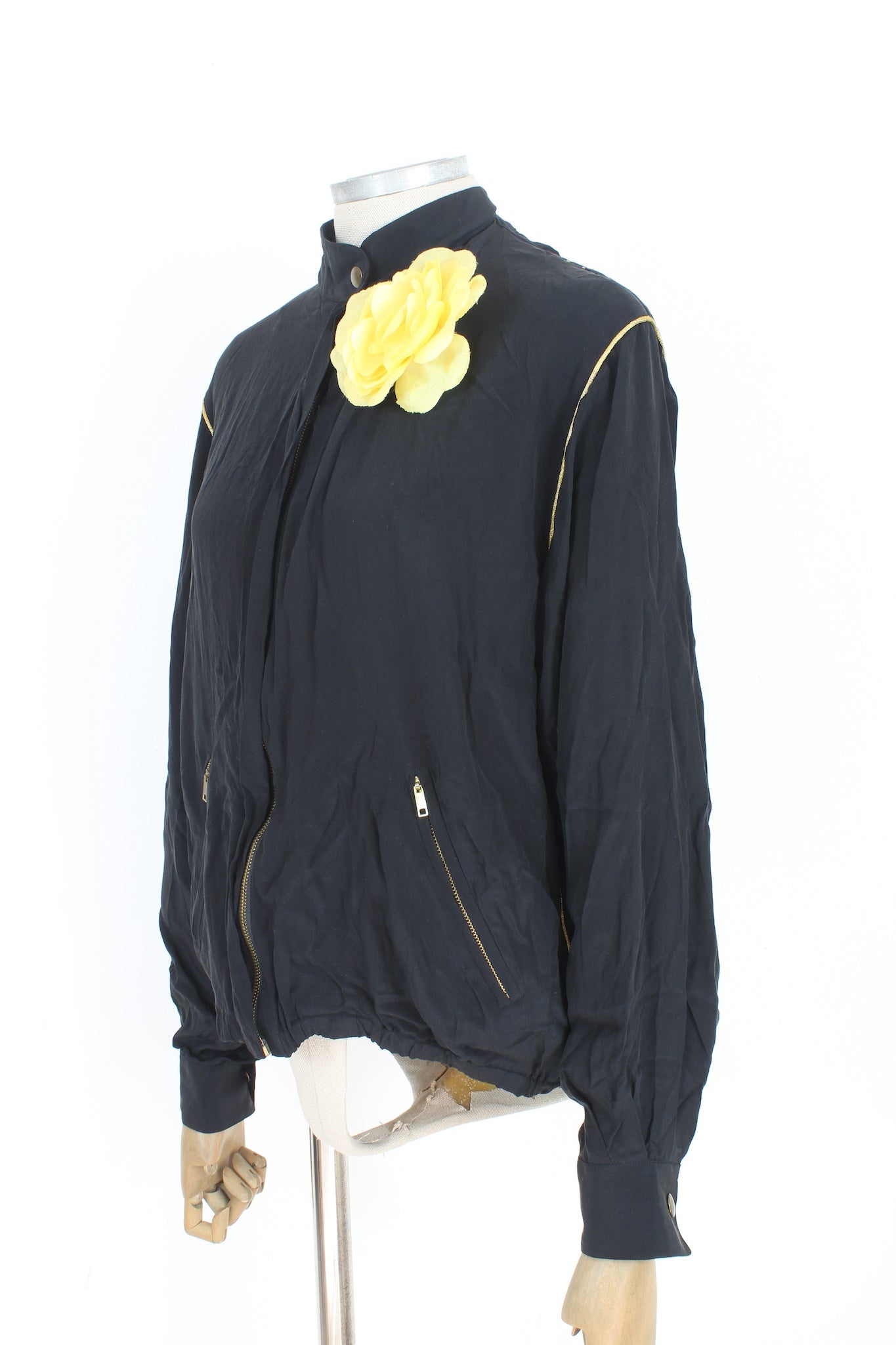 Beltrami Black Silk Jacket Vintage 80s