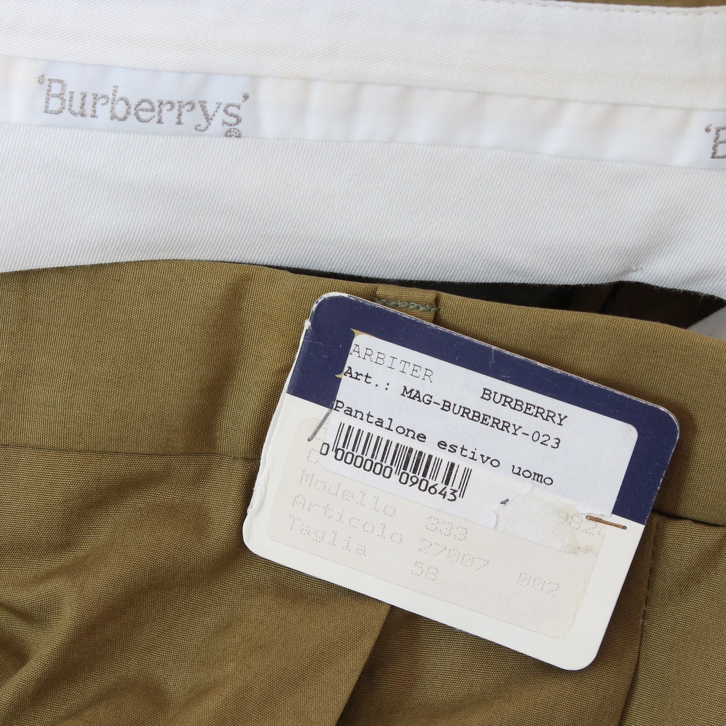 Burberry Pantalone Beige Cotone Vintage Anni 90