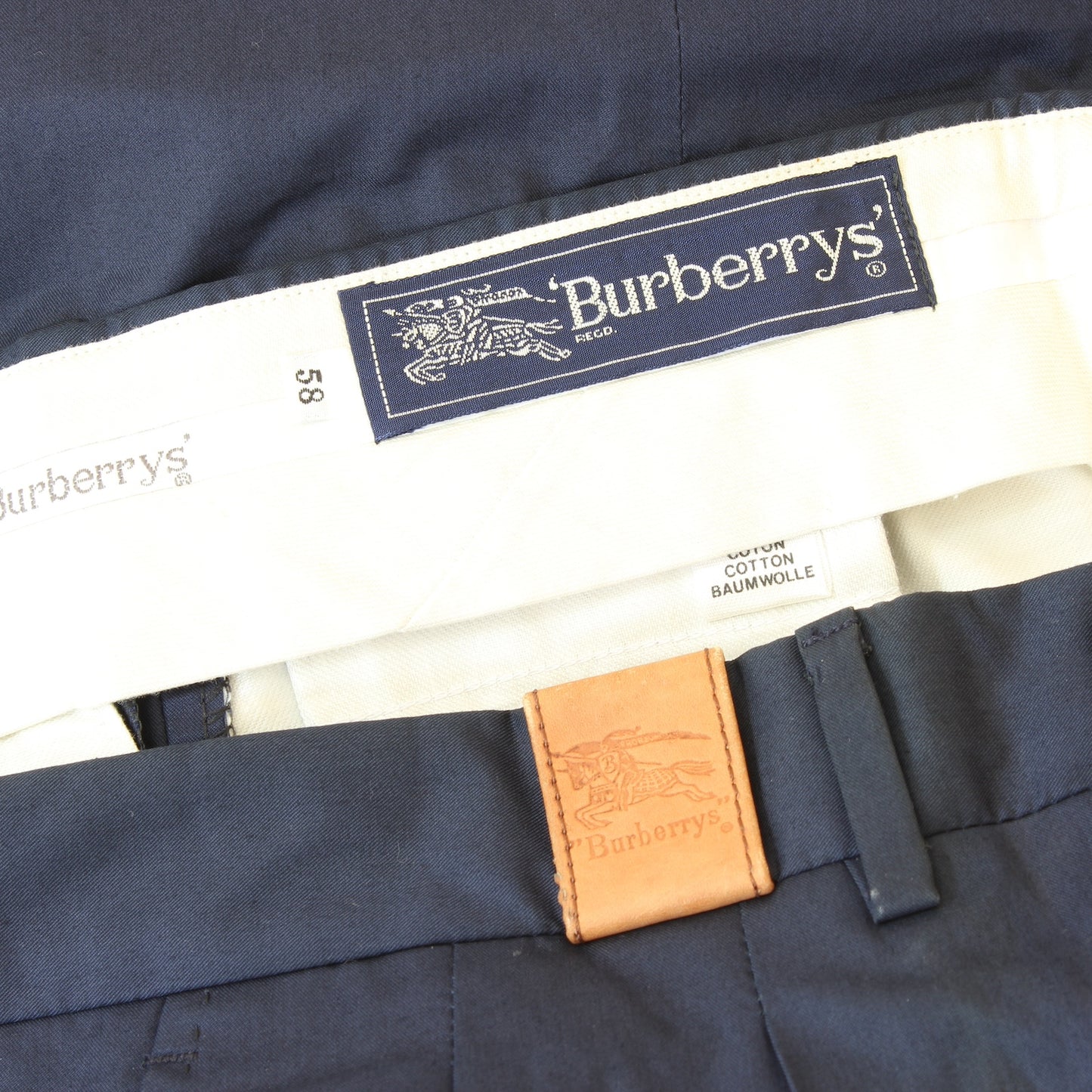 Burberry Pantaloni Cotone Blu Vintage 1990