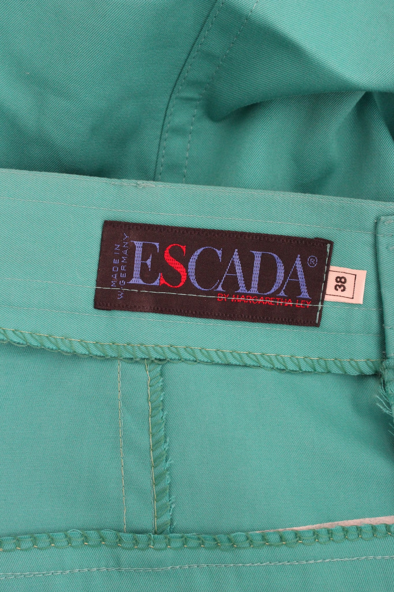 Escada Green Cotton Vintage Trousers 90s