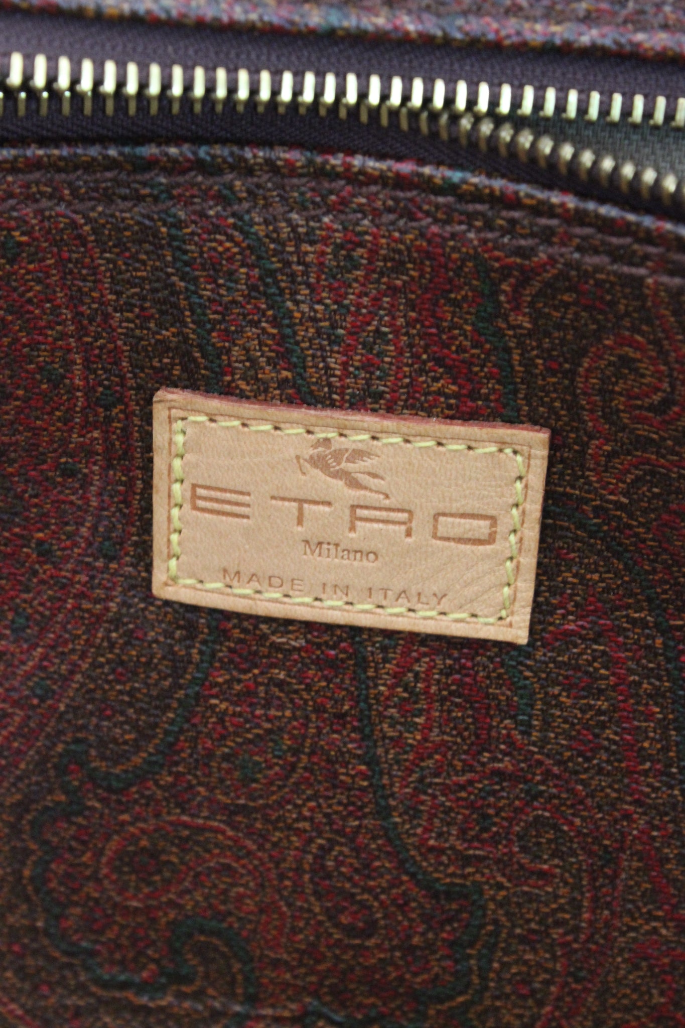Etro Boston Brown Canvas Leather Paisley Luggage Duffle Bag Vintage 1995