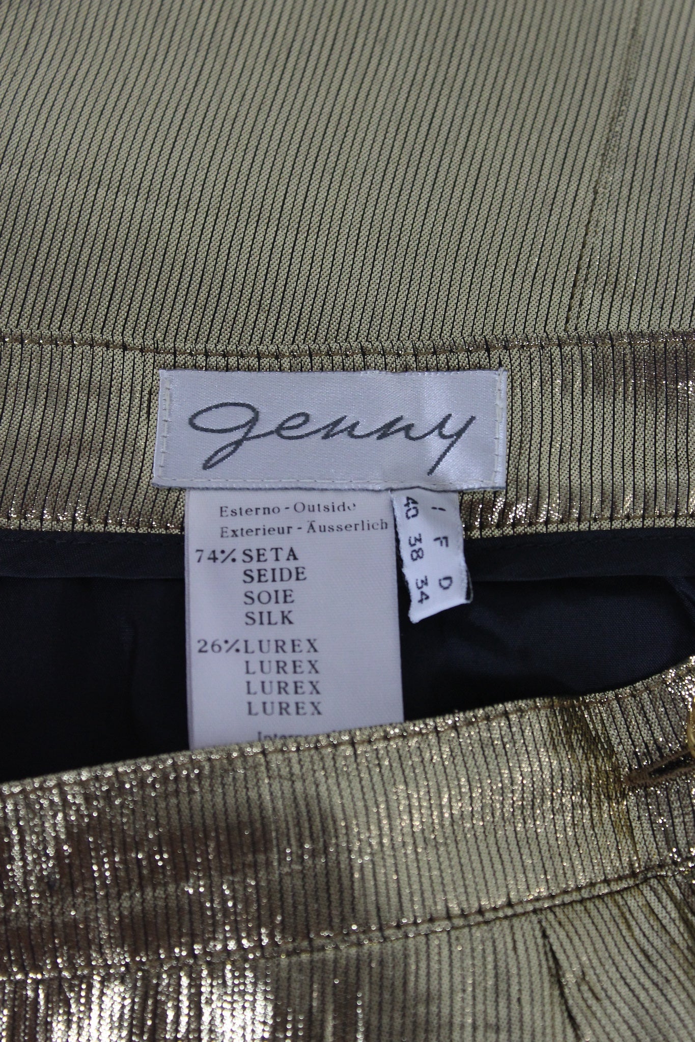 Genny Gold Silk Lurex Skirt Vintage 1980s