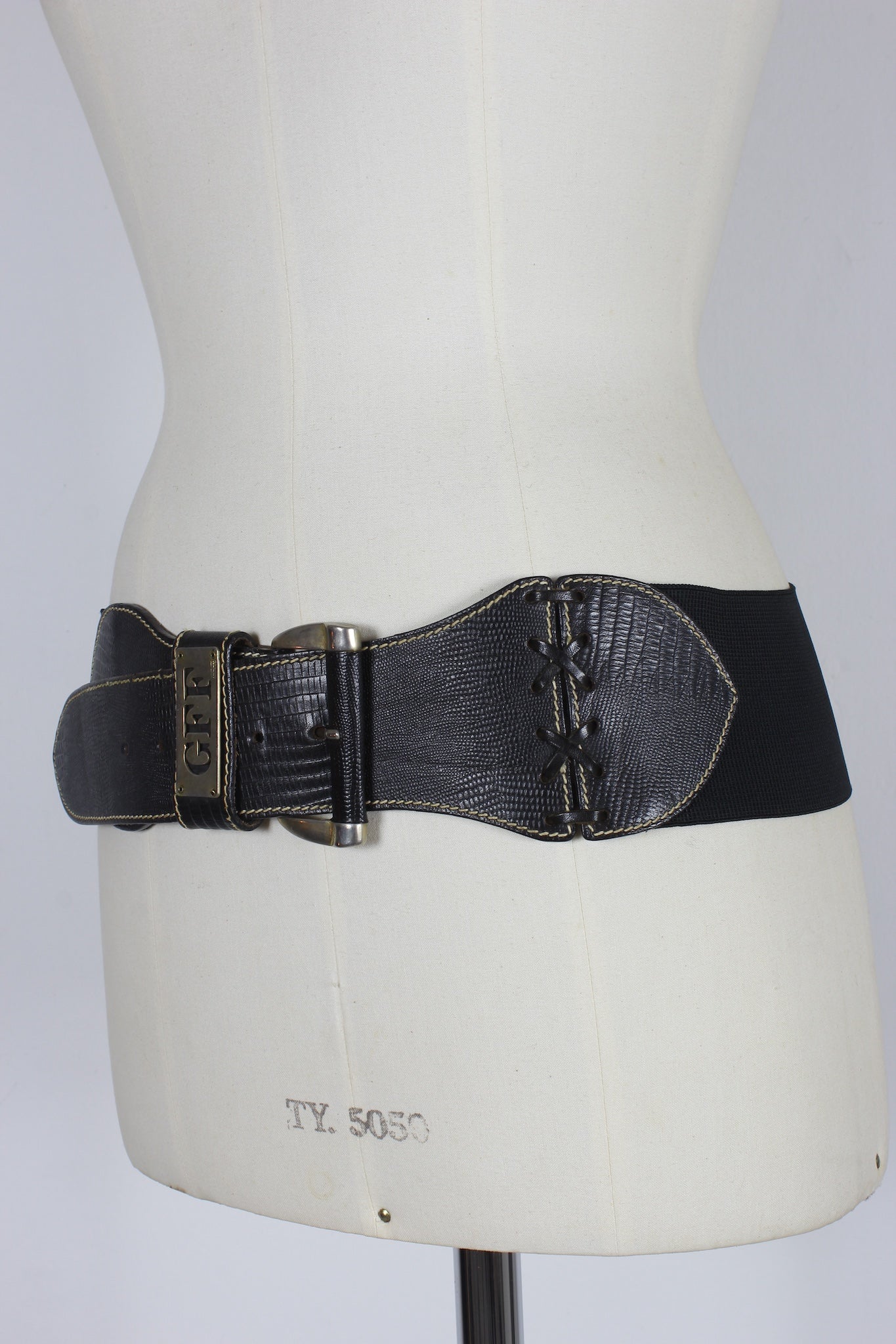 Gianfranco Ferre Black Leather Belt Vintage 90s