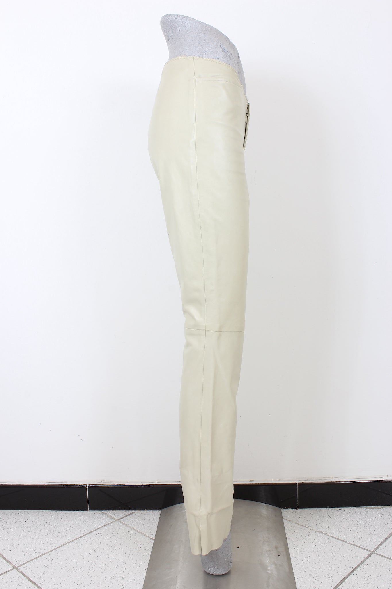 Gucci Beige Python Leather Vintage Trousers 90s