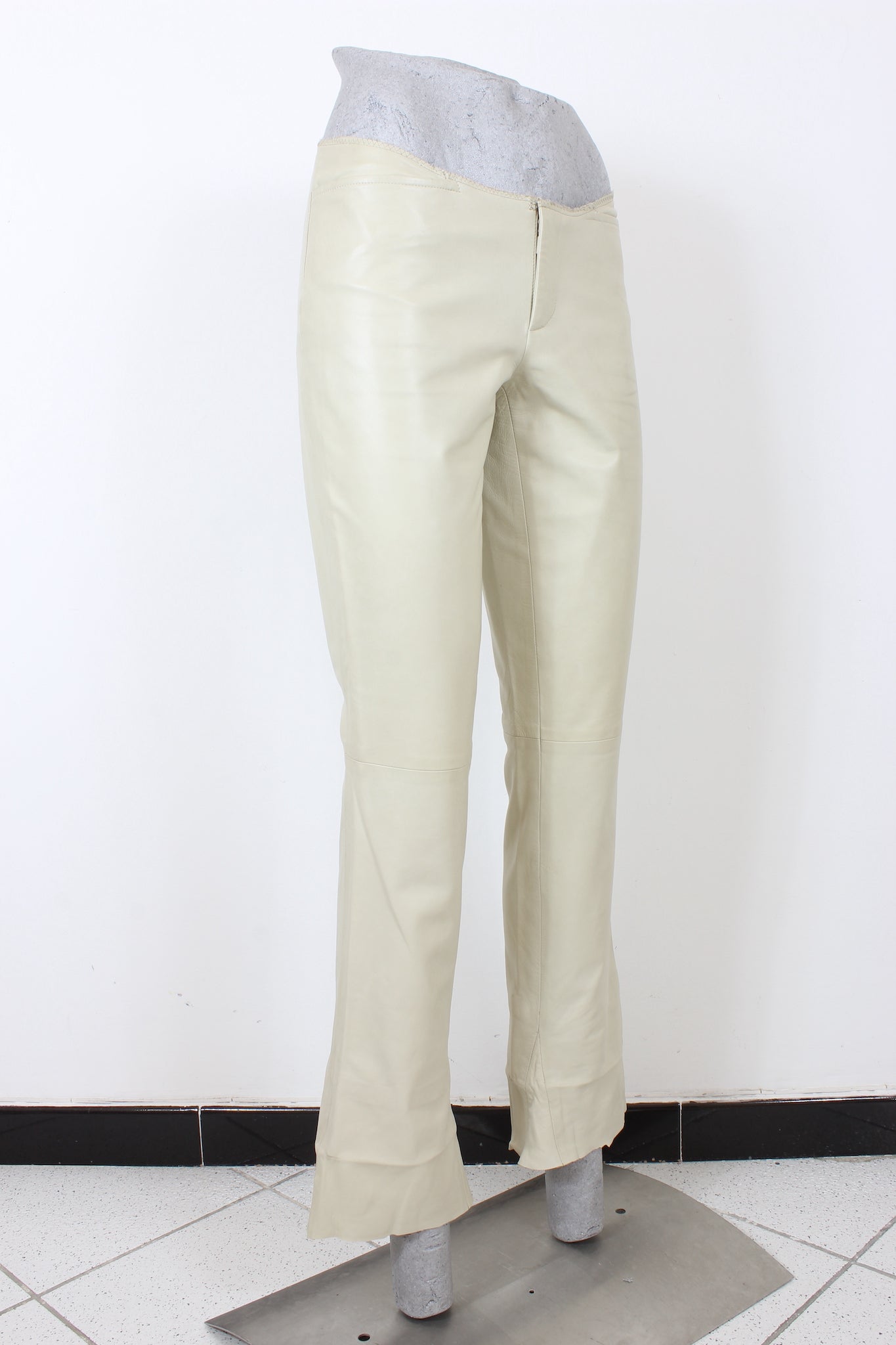Gucci Beige Python Leather Vintage Trousers 90s