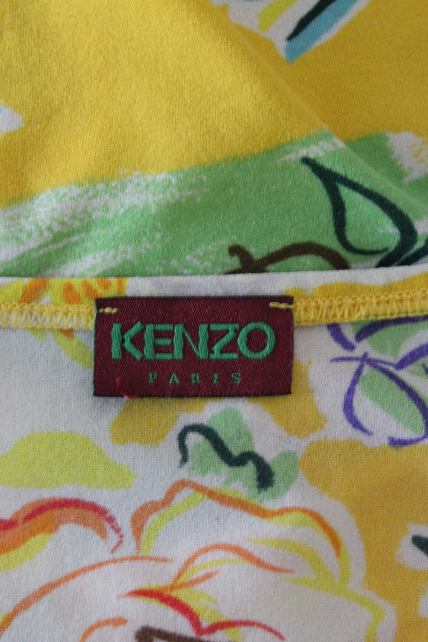 Kenzo Maglietta Vintage Fiori Gialla Anni 2000