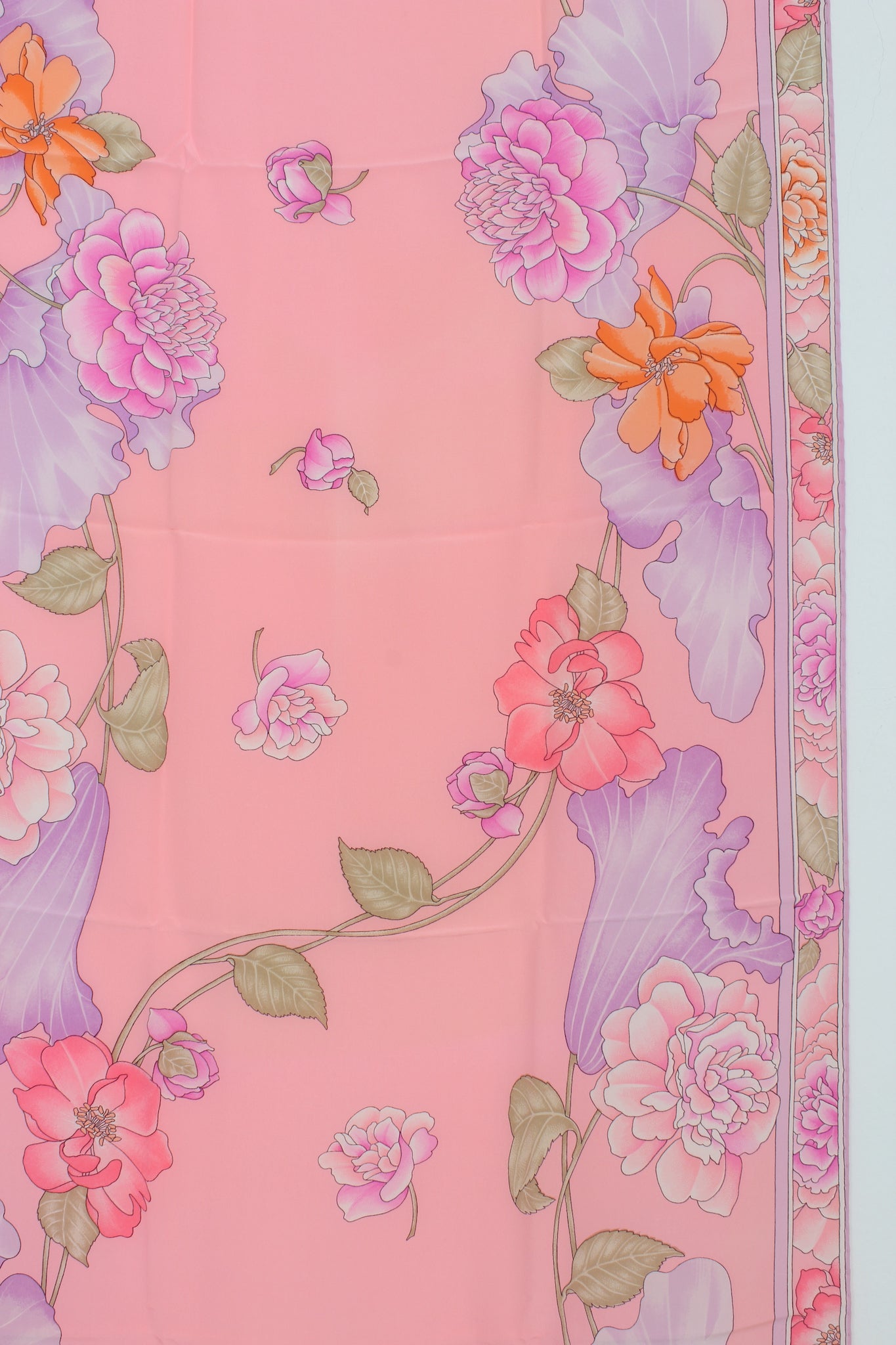 Leonard Paris Pink Silk Floral Vintage Scarf 1980s