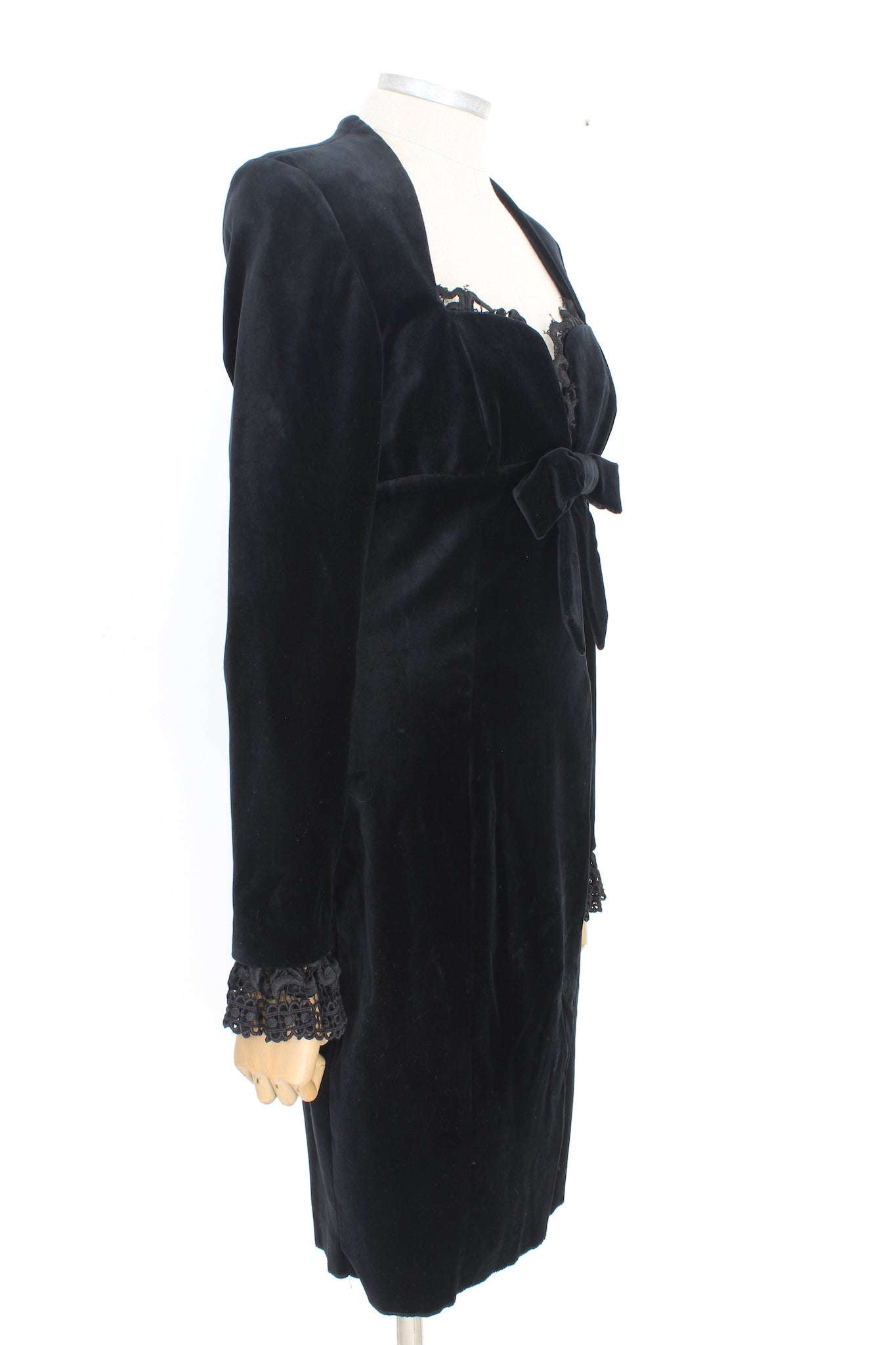 Loretta di Lorenzo Black Velvet Vintage Evening Dress 80s