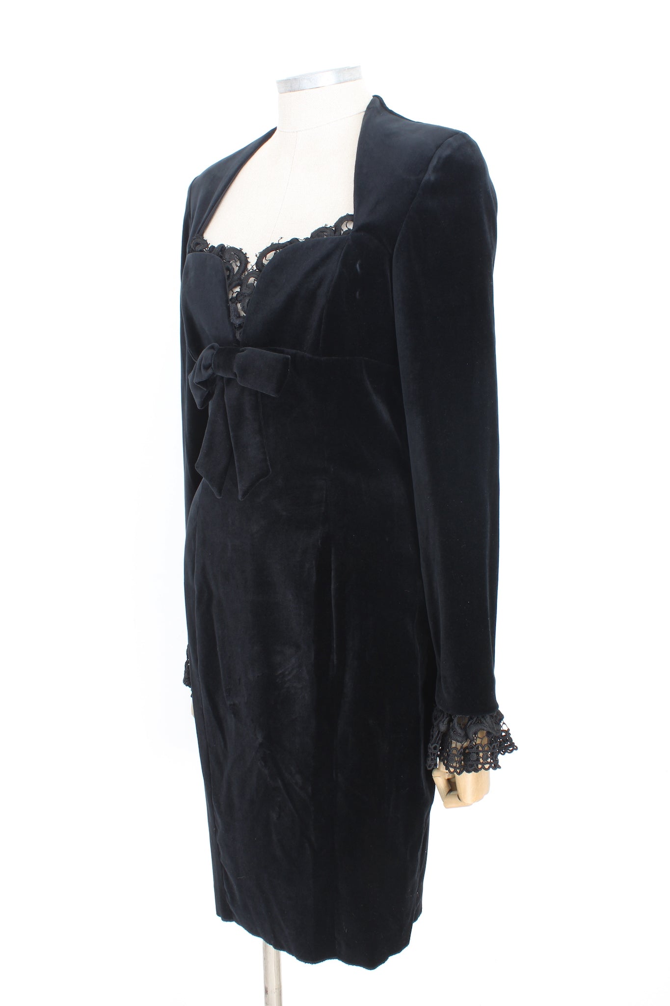 Loretta di Lorenzo Black Velvet Vintage Evening Dress 80s