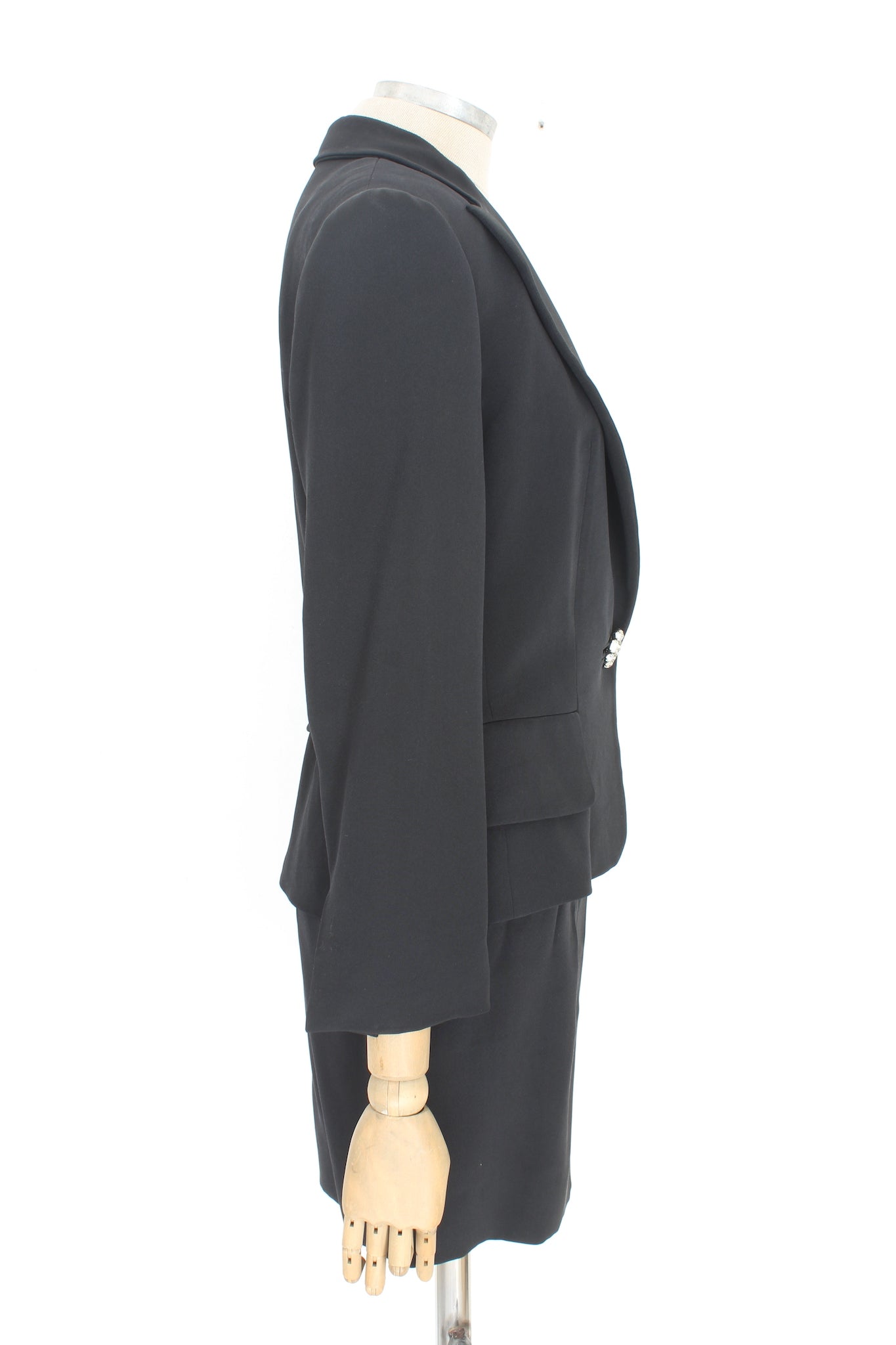 Max Mara Black Silk Vintage Skirt Suit 90s