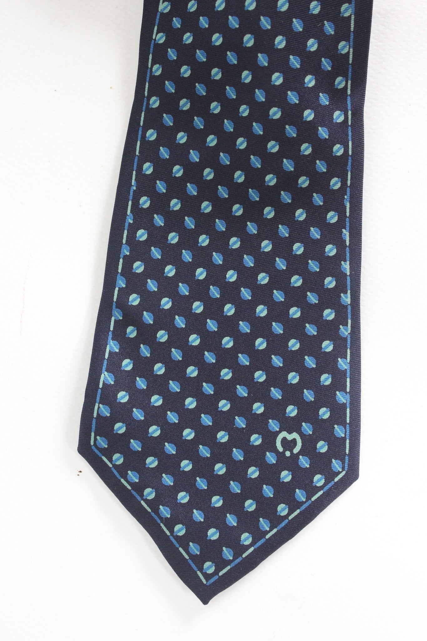 Mila Schon Blue Silk Vintage Tie 90s