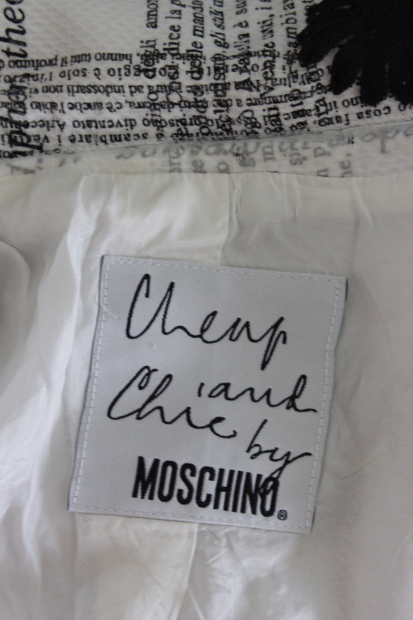 Moschino White Cotton Vintage Short Floral Book Jacket 90s
