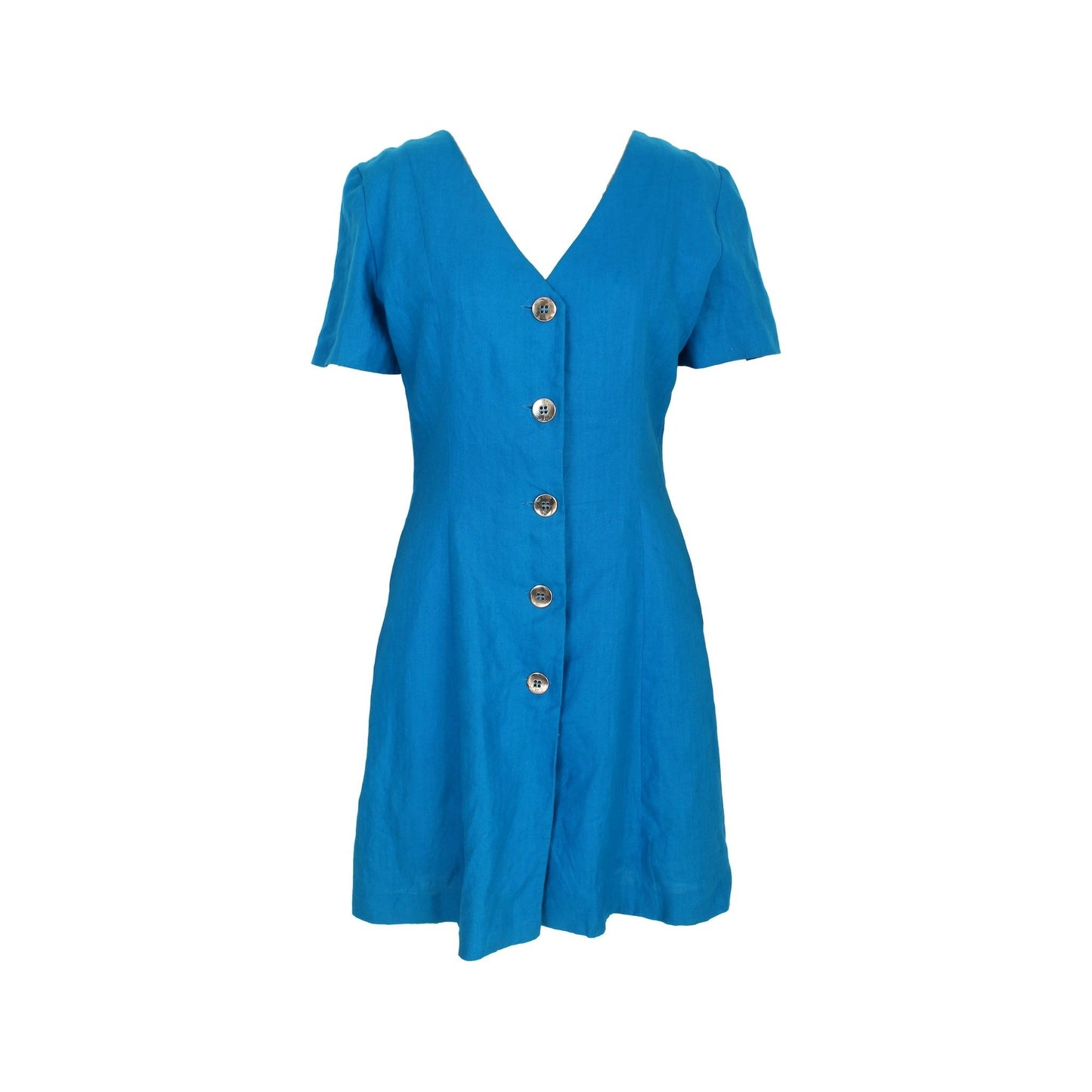 Nazareno Gabrielli Blue Linen Dress Vintage 80s