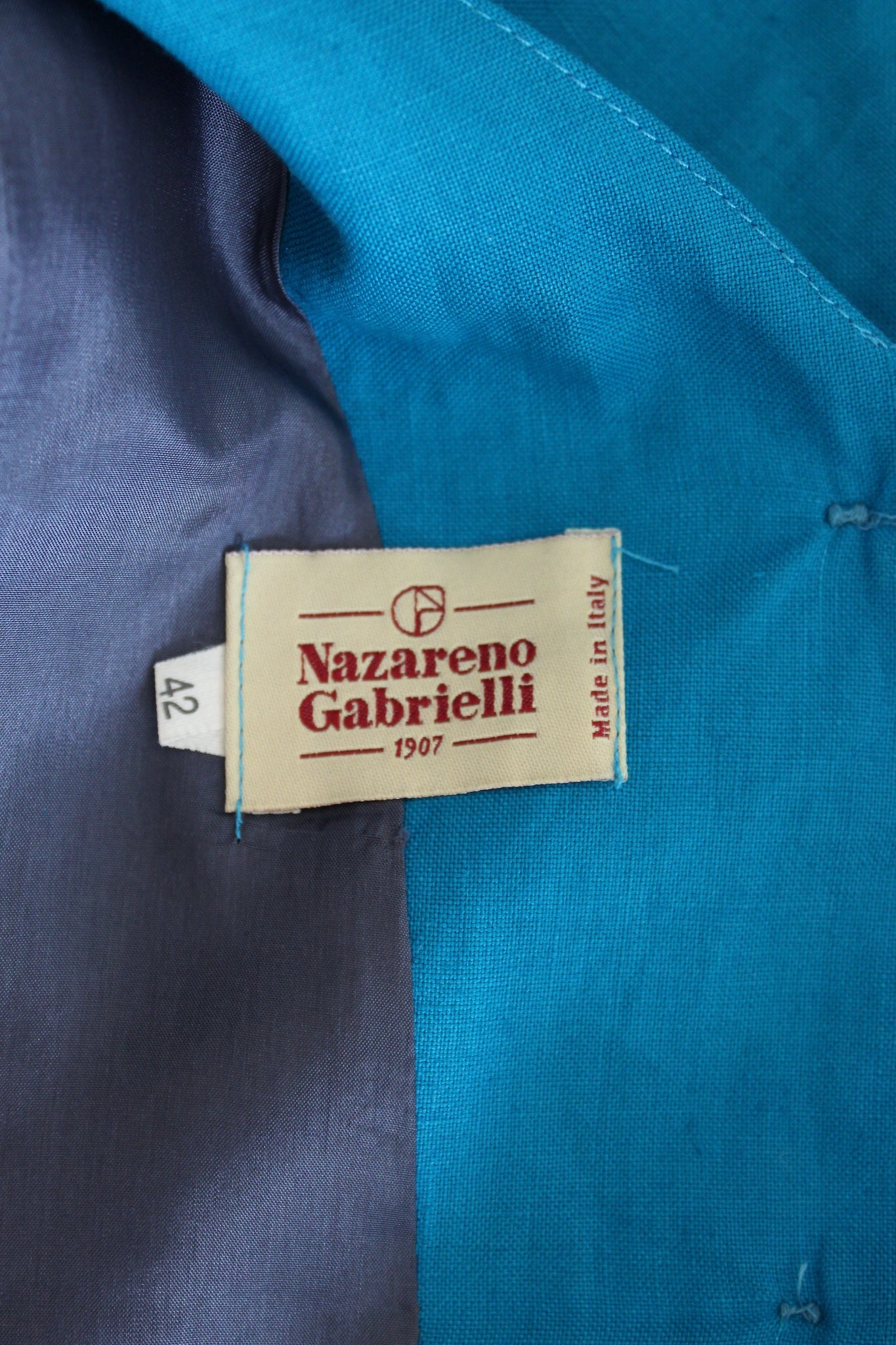 Nazareno Gabrielli Vestito Lino Blu Vintage 1980