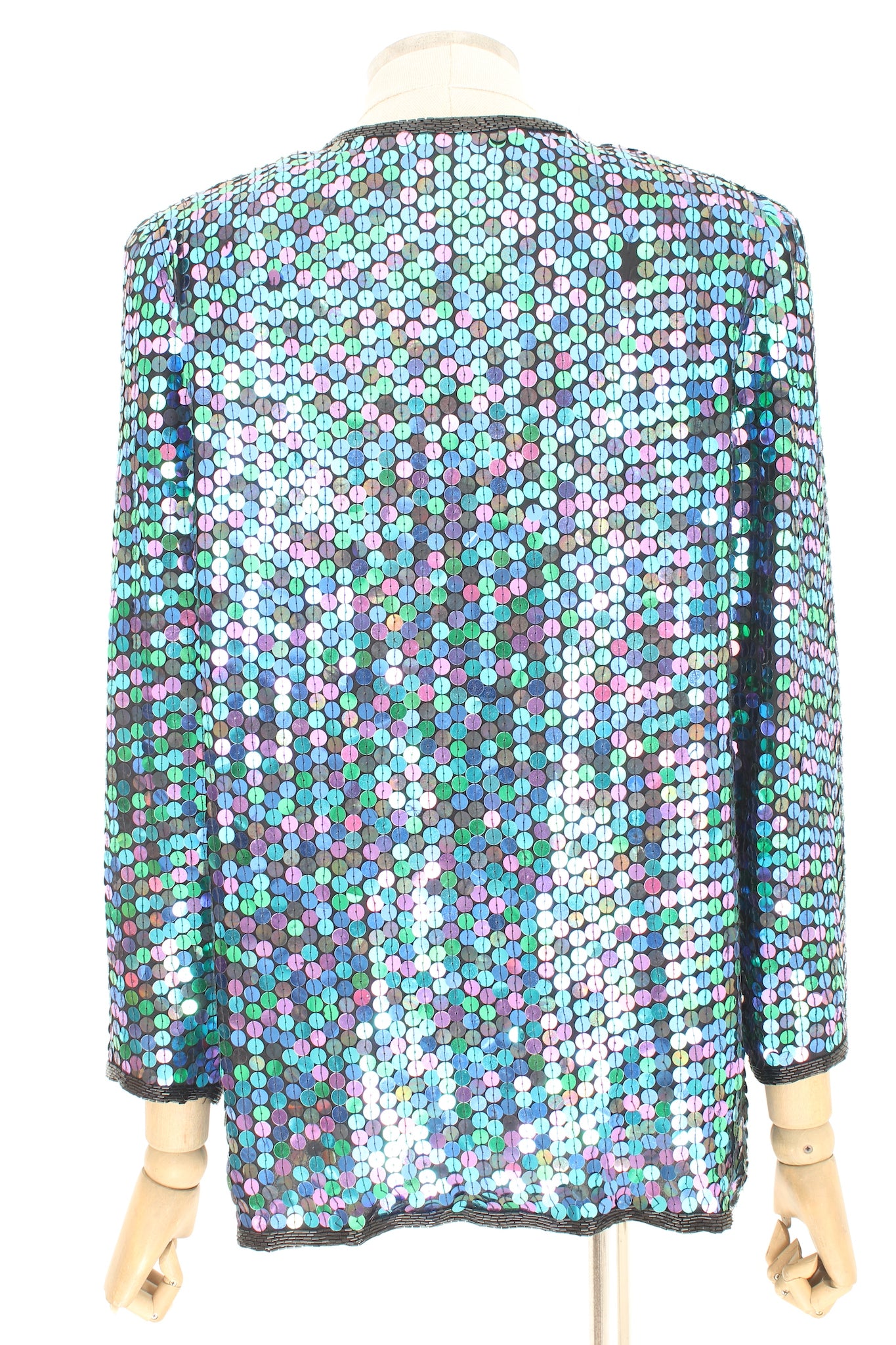 Oleg Cassini Green Sequins Silk Vintage Evening Jacket 1990s