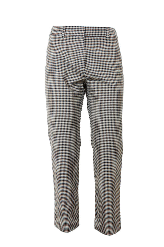 Peserico Brown Wool Check Classic Trousers 2000s