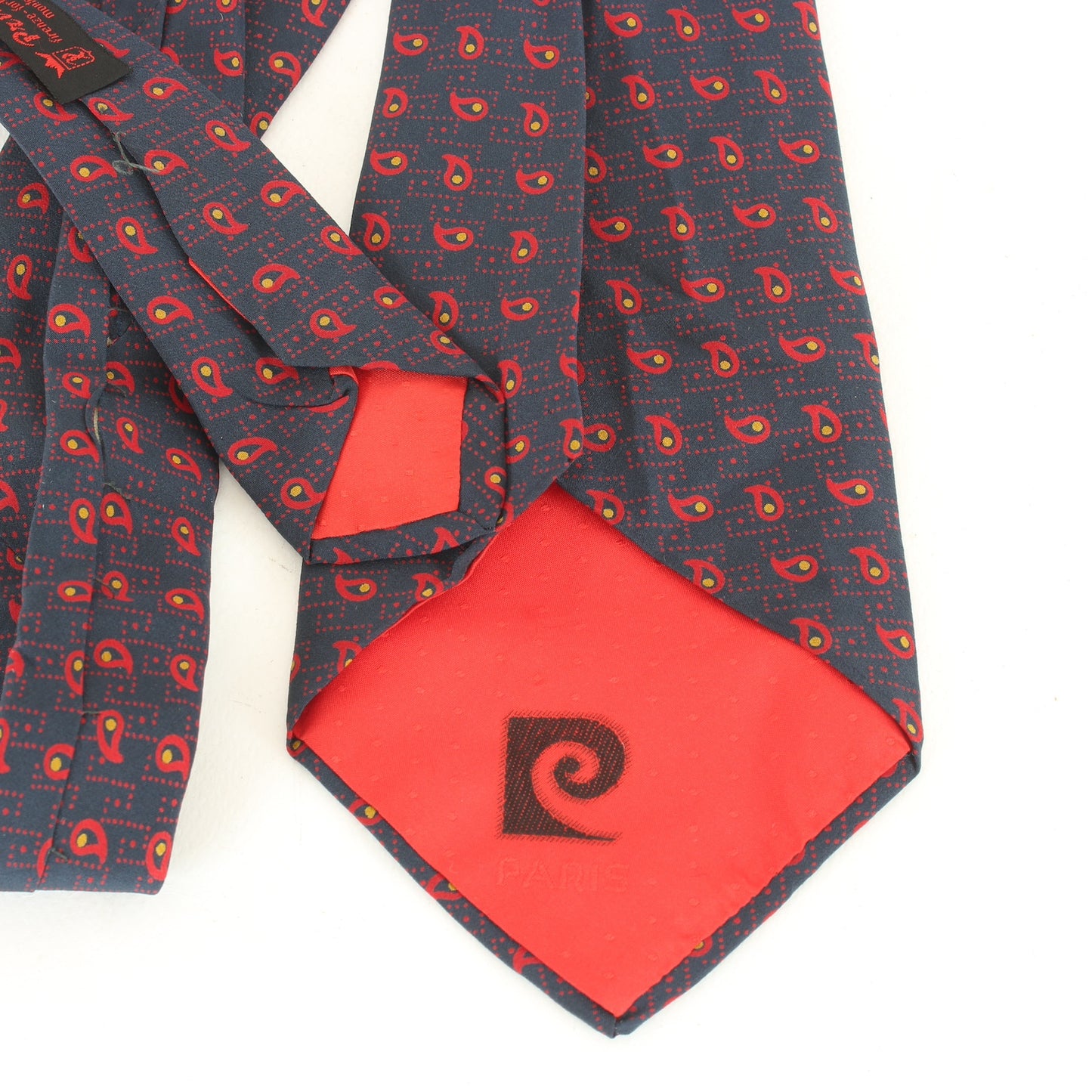 Pierre Cardin Cravatta Classica Seta Blu Rossa Vintage Anni 80
